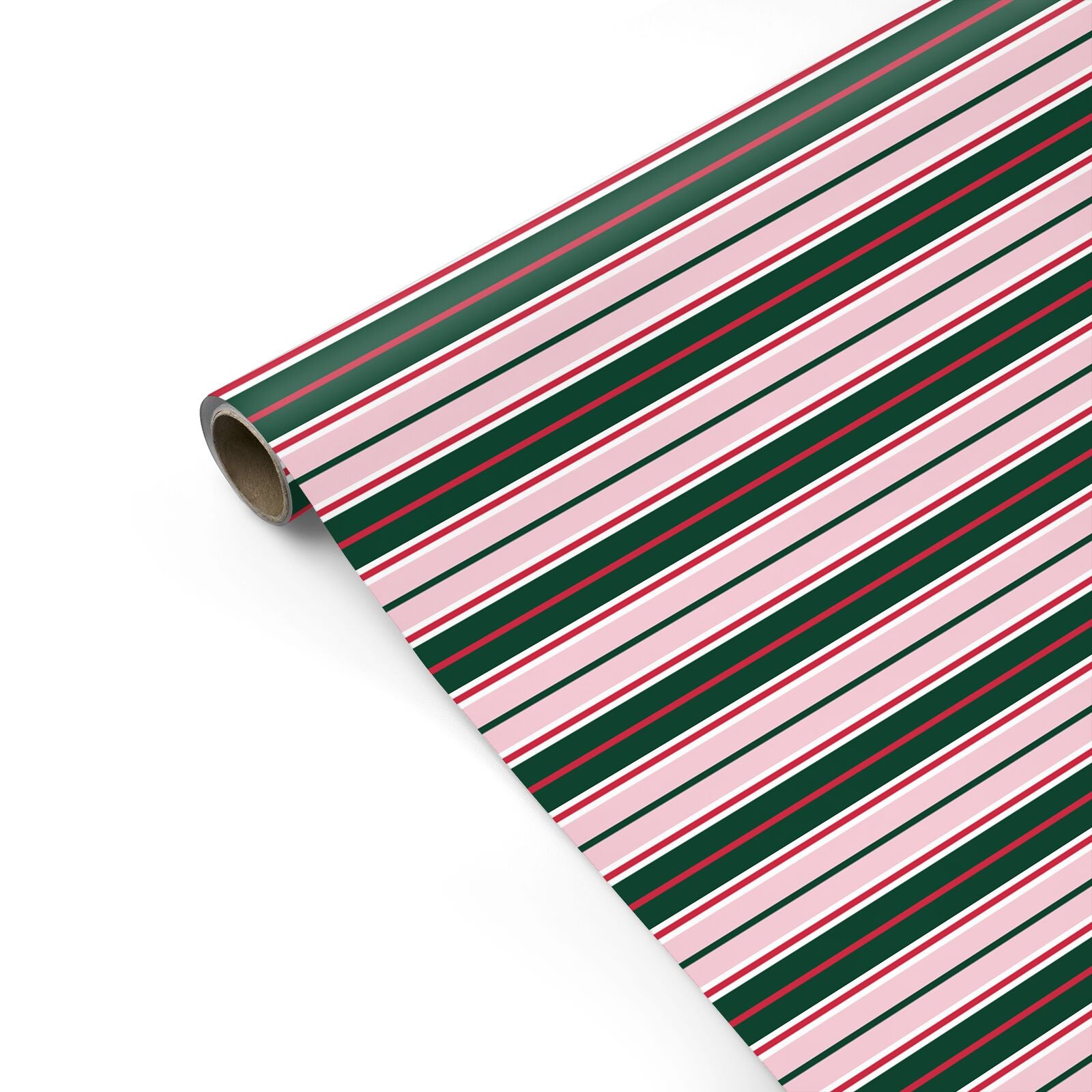 Merry Evergreen Stripe Personalised Gift Wrap