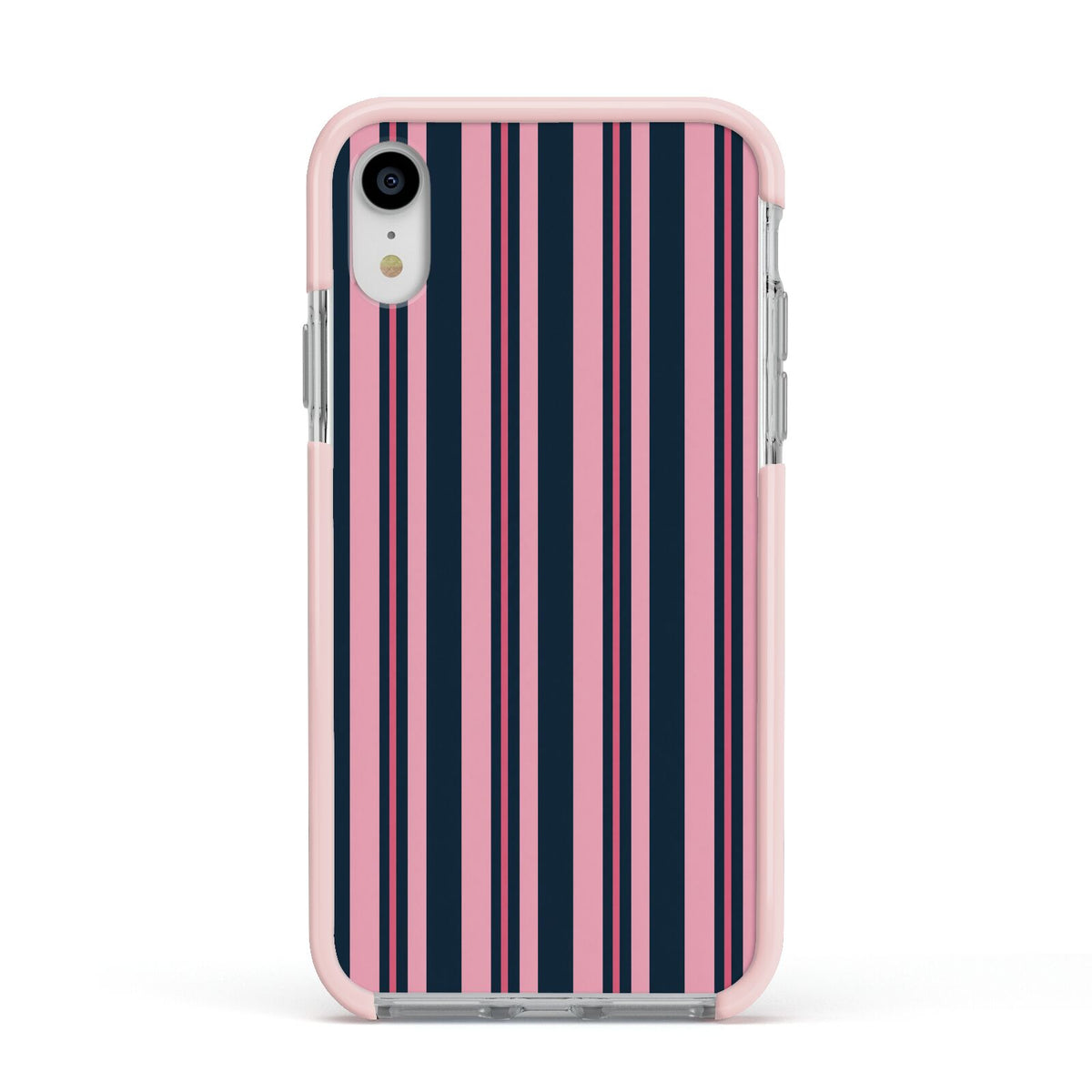 Midnight Candy Apple iPhone XR Impact Case Pink Edge on Silver Phone