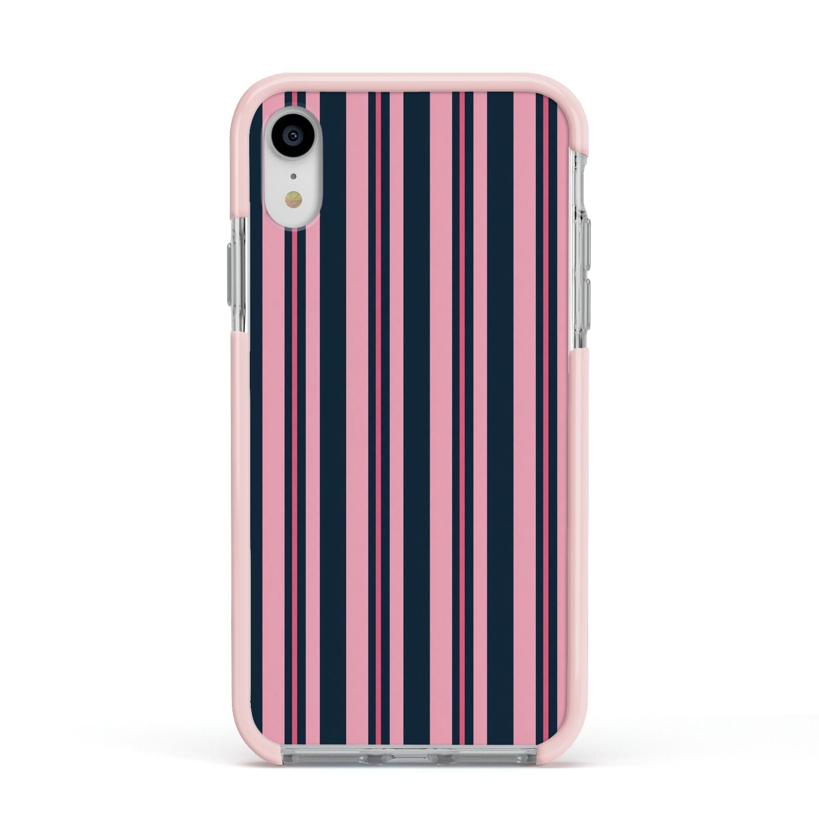 Midnight Candy Apple iPhone XR Impact Case Pink Edge on Silver Phone