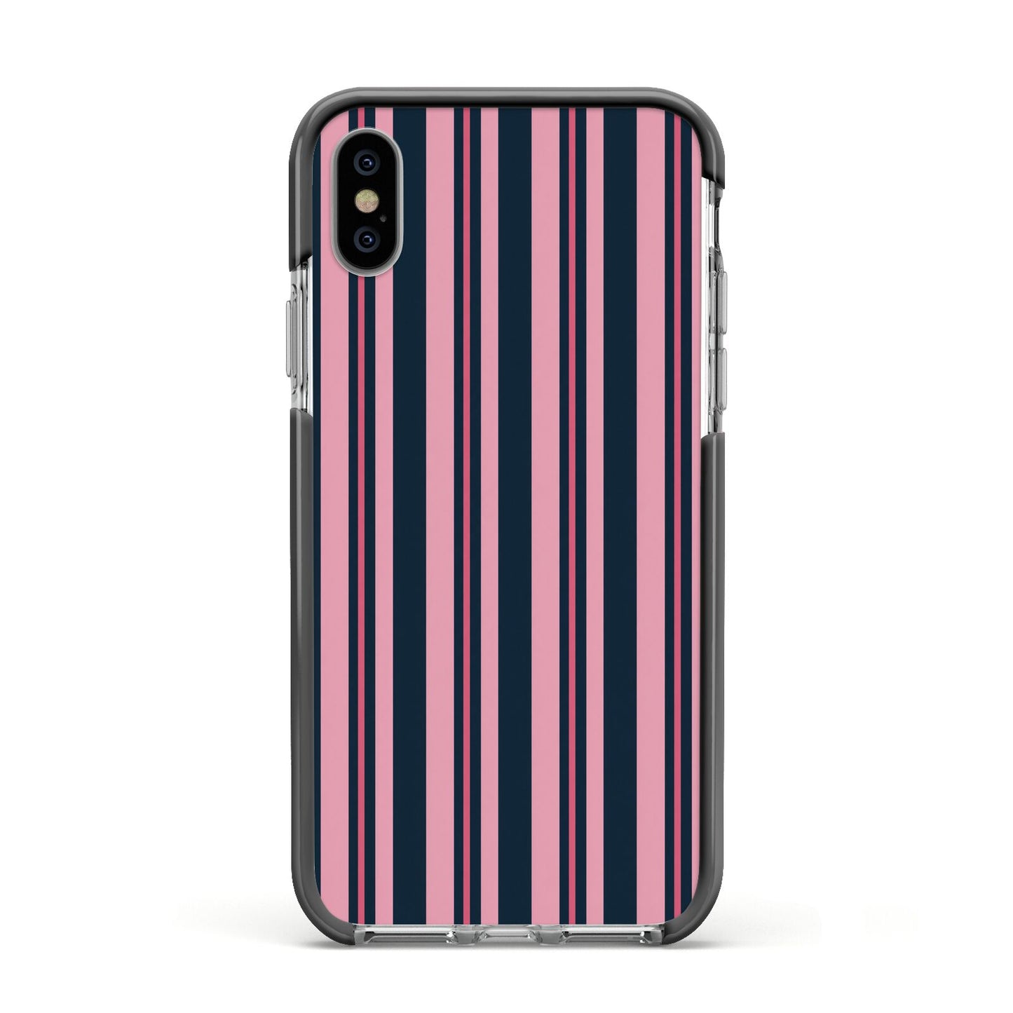 Midnight Candy Apple iPhone Xs Impact Case Black Edge on Silver Phone