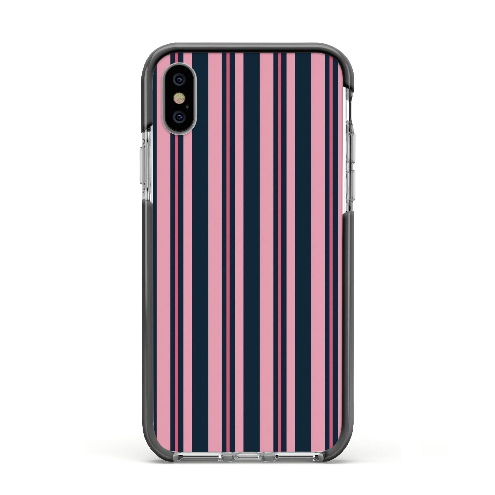 Midnight Candy Apple iPhone Xs Impact Case Black Edge on Silver Phone