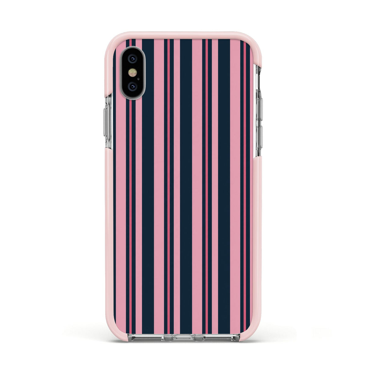 Midnight Candy Apple iPhone Xs Impact Case Pink Edge on Silver Phone