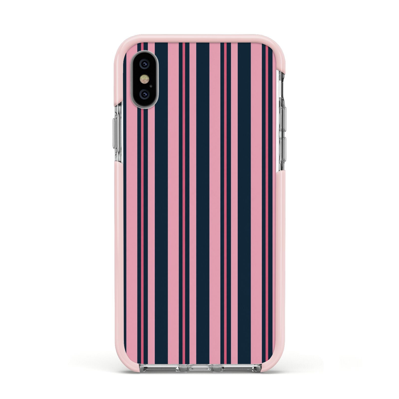 Midnight Candy Apple iPhone Xs Impact Case Pink Edge on Silver Phone