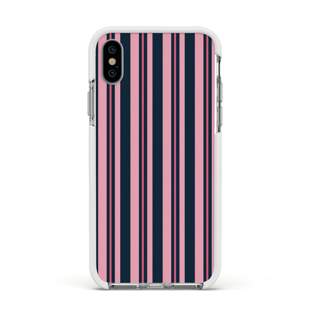 Midnight Candy Apple iPhone Xs Impact Case White Edge on Silver Phone