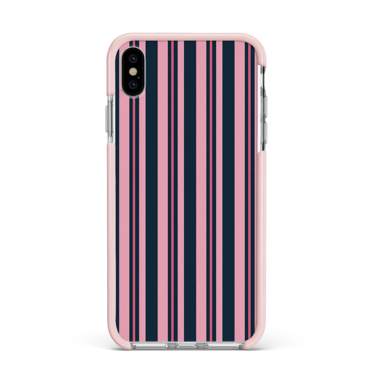 Midnight Candy Apple iPhone Xs Max Impact Case Pink Edge on Silver Phone