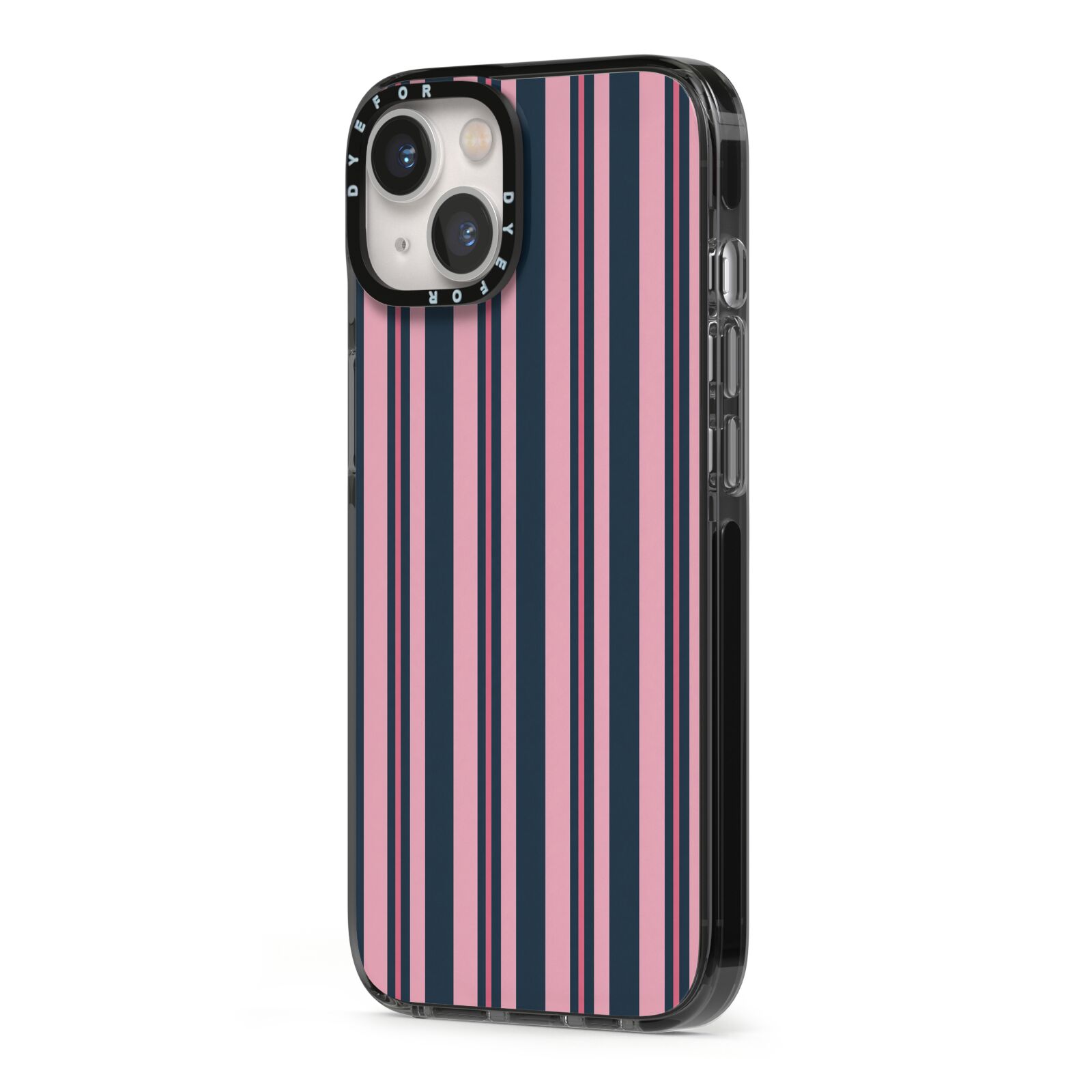 Midnight Candy iPhone 13 Black Impact Case Side Angle on Silver phone
