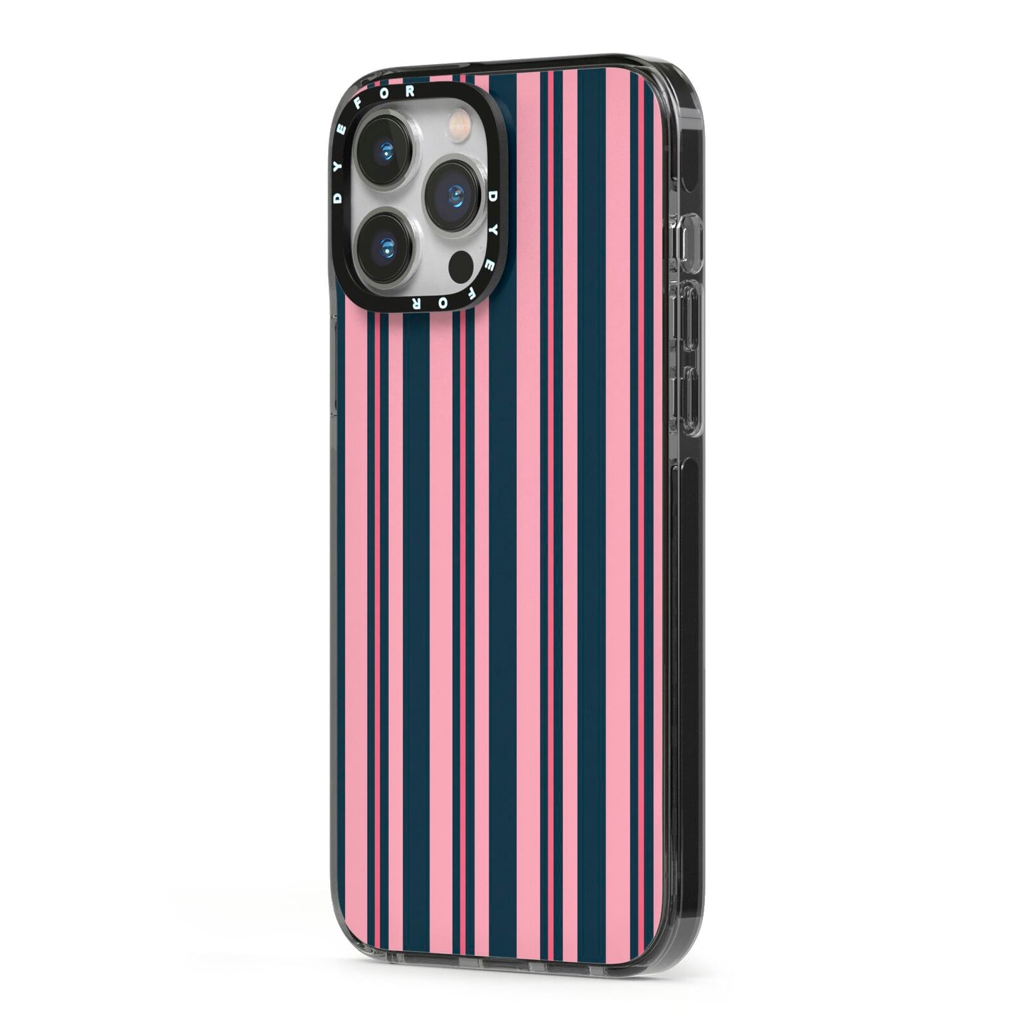 Midnight Candy iPhone 13 Pro Max Black Impact Case Side Angle on Silver phone
