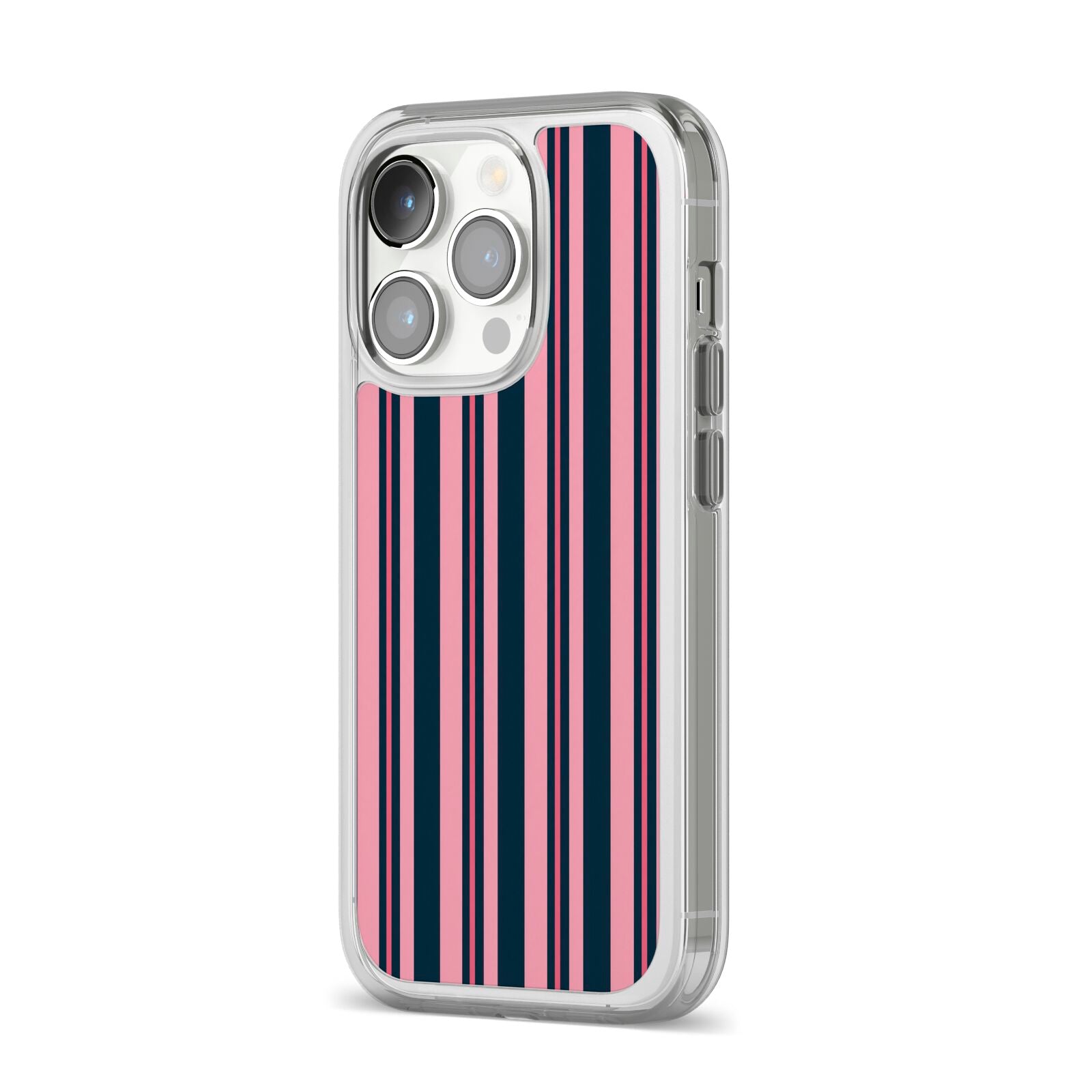 Midnight Candy iPhone 14 Pro Clear Tough Case Silver Angled Image