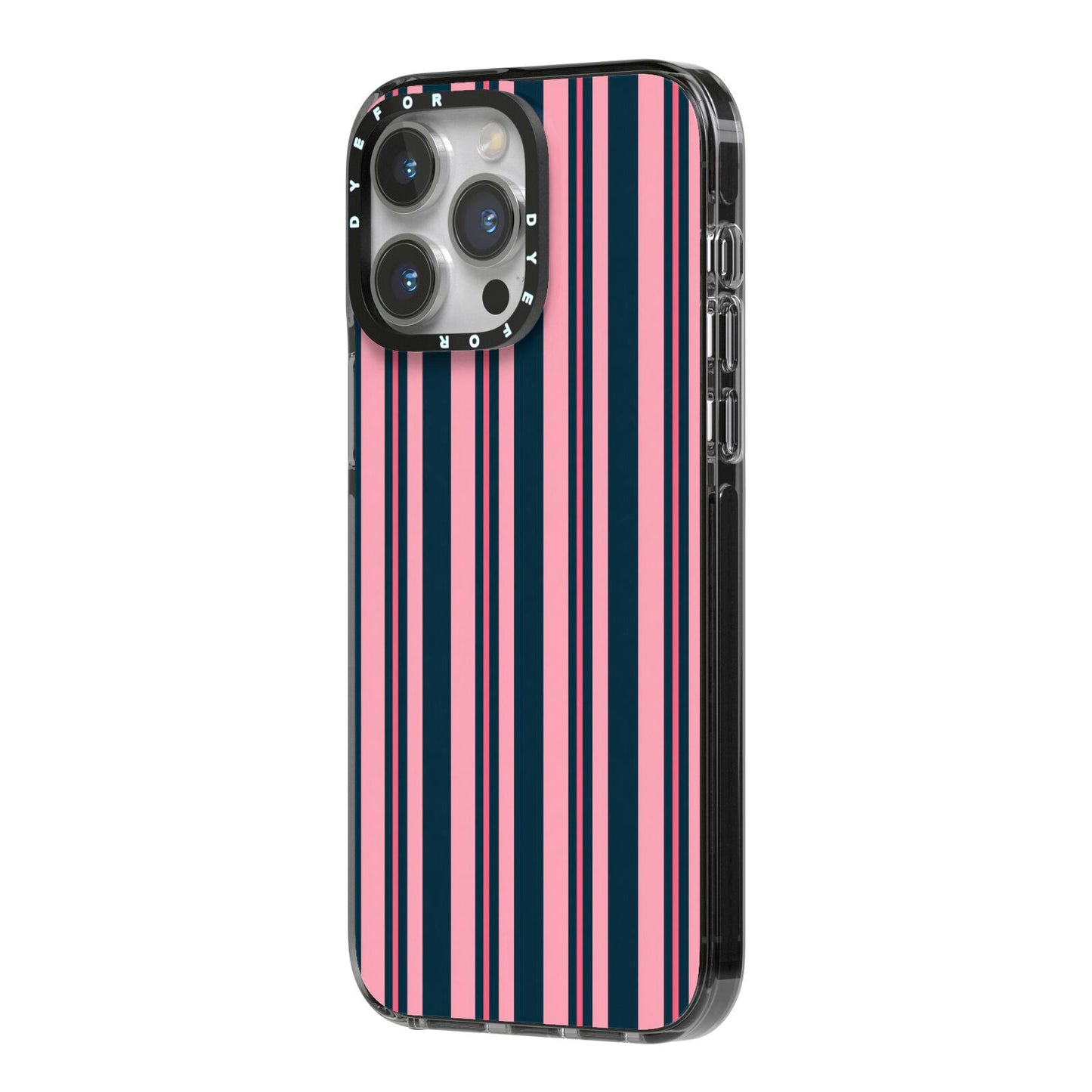 Midnight Candy iPhone 14 Pro Max Black Impact Case Side Angle on Silver phone