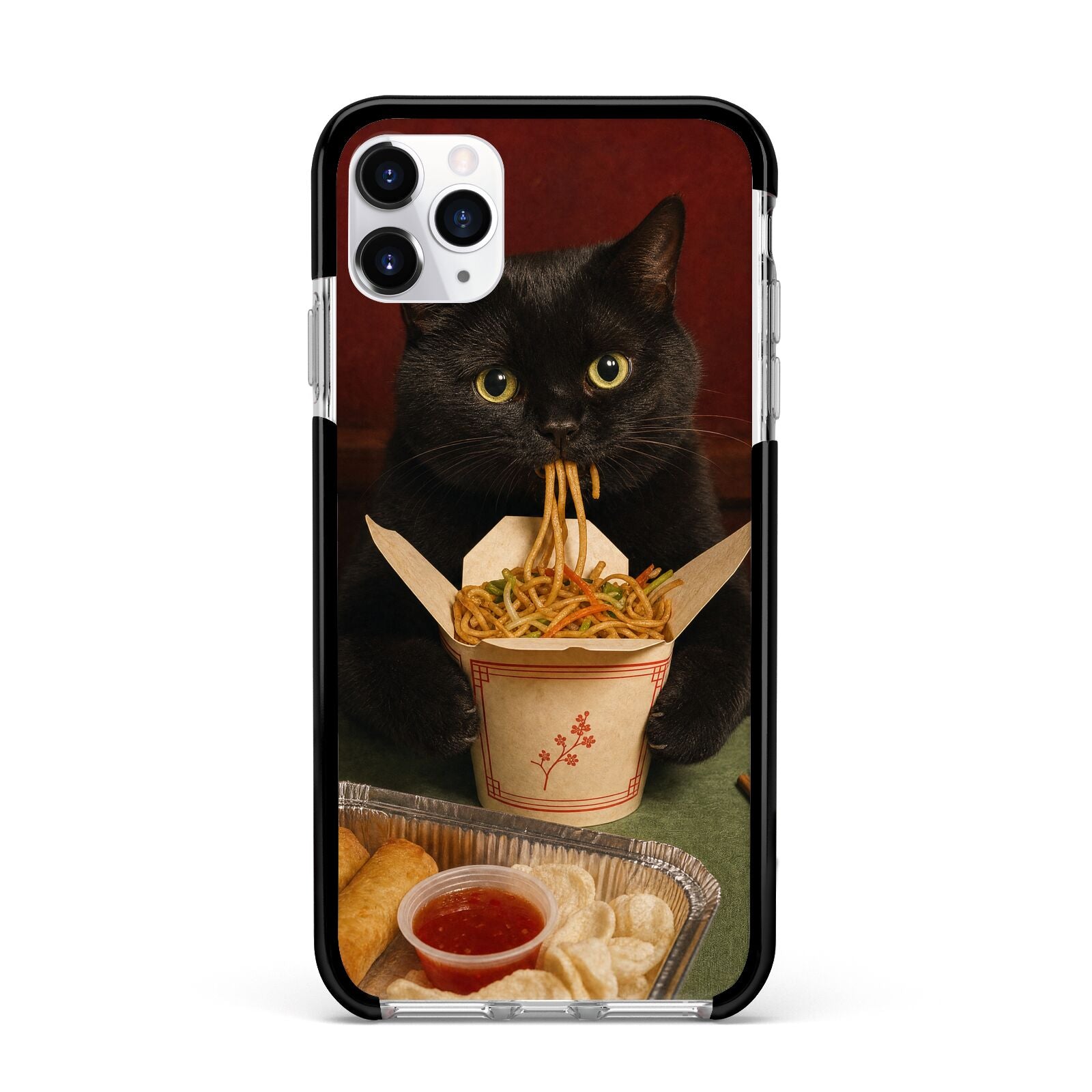 Midnight Chow Mein Apple iPhone 11 Pro Max in Silver with Black Impact Case