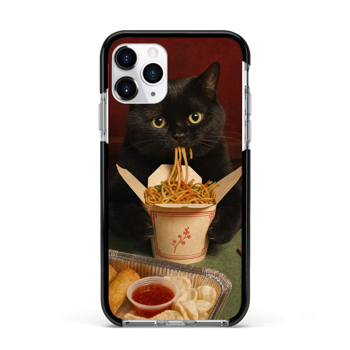 Midnight Chow Mein Apple iPhone 11 Pro in Silver with Black Impact Case
