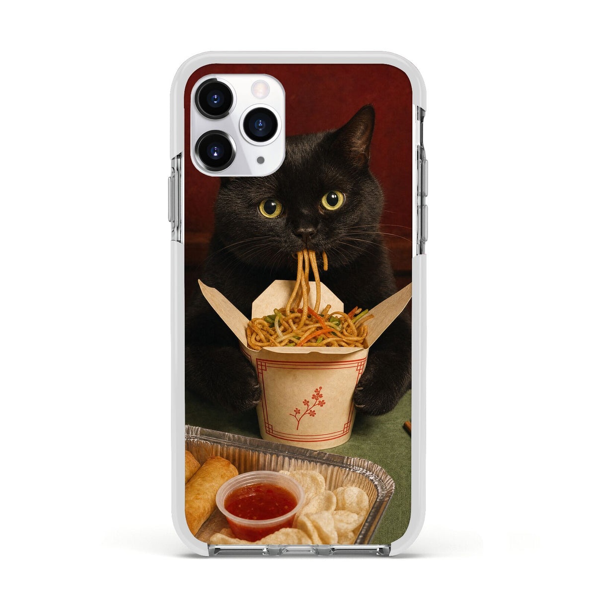 Midnight Chow Mein Apple iPhone 11 Pro in Silver with White Impact Case