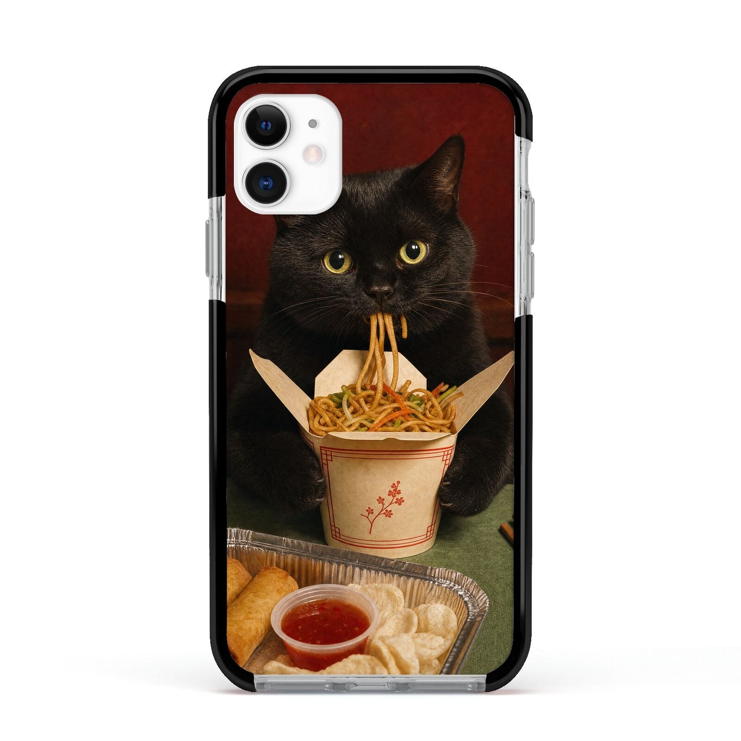 Midnight Chow Mein Apple iPhone 11 in White with Black Impact Case