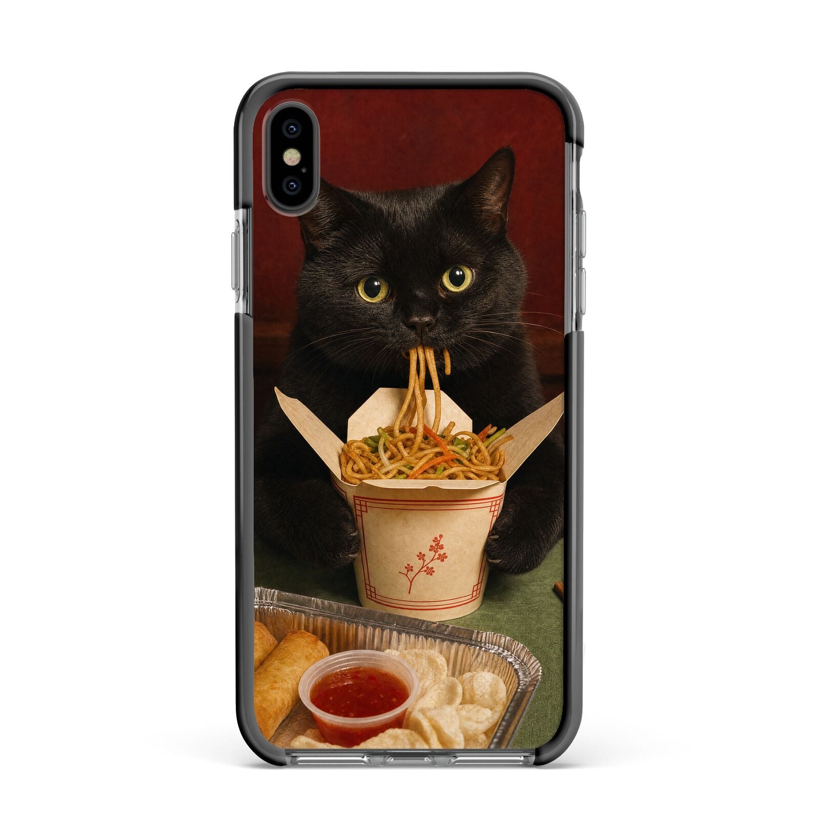 Midnight Chow Mein Apple iPhone Xs Max Impact Case Black Edge on Black Phone