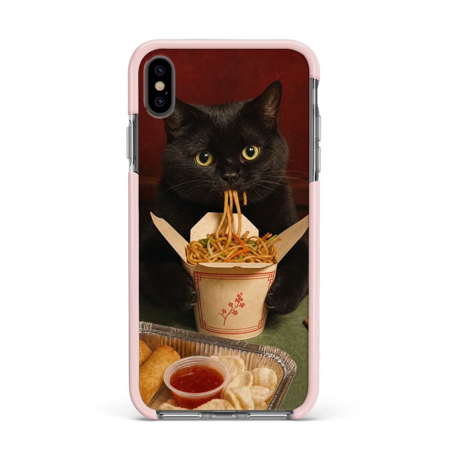 Midnight Chow Mein Apple iPhone Xs Max Impact Case Pink Edge on Black Phone