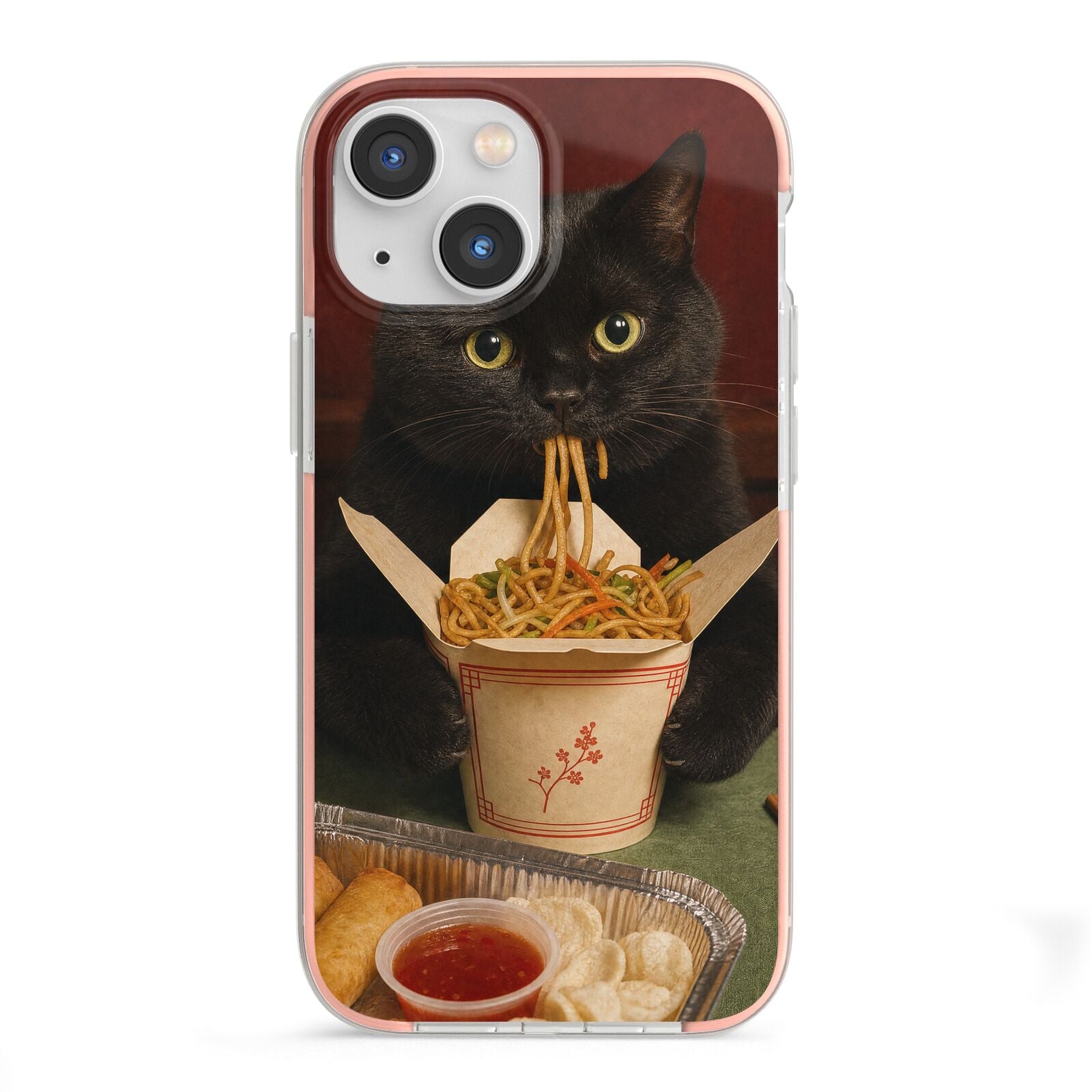 Midnight Chow Mein iPhone 13 Mini TPU Impact Case with Pink Edges