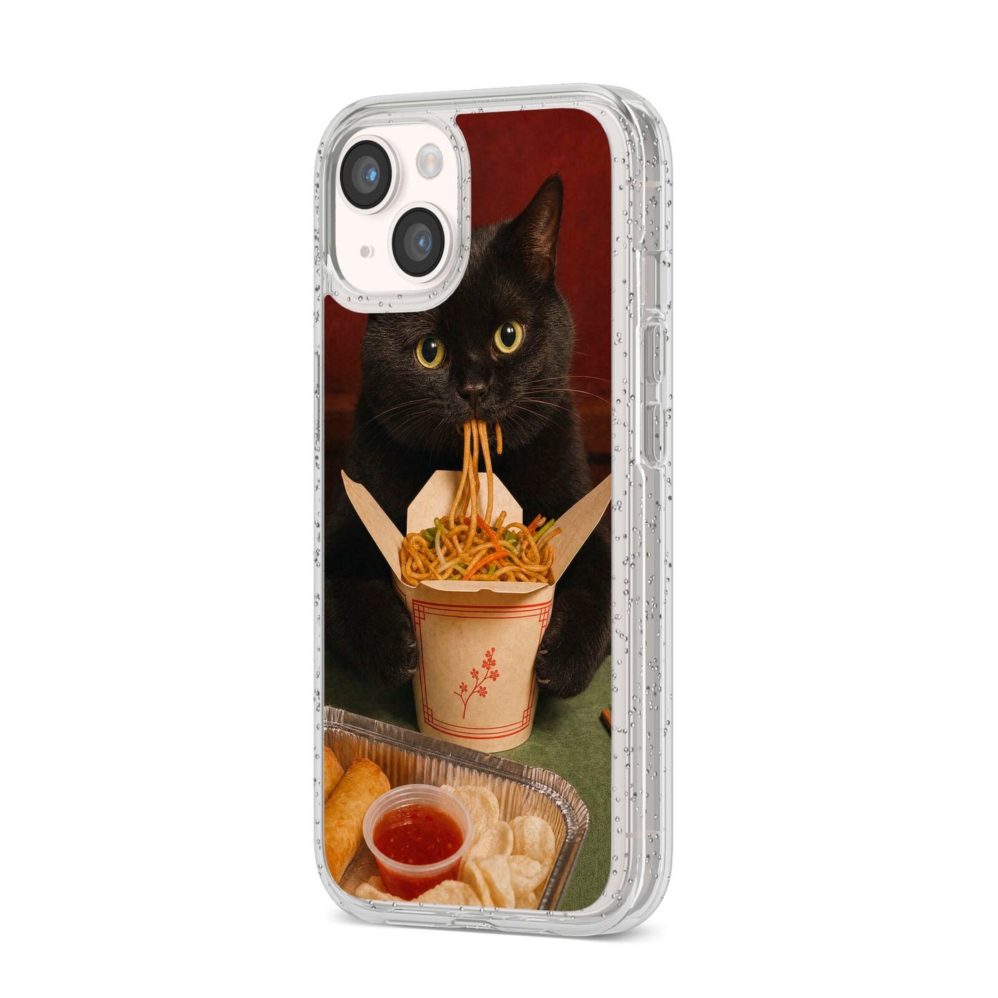 Midnight Chow Mein iPhone 14 Glitter Tough Case Starlight Angled Image