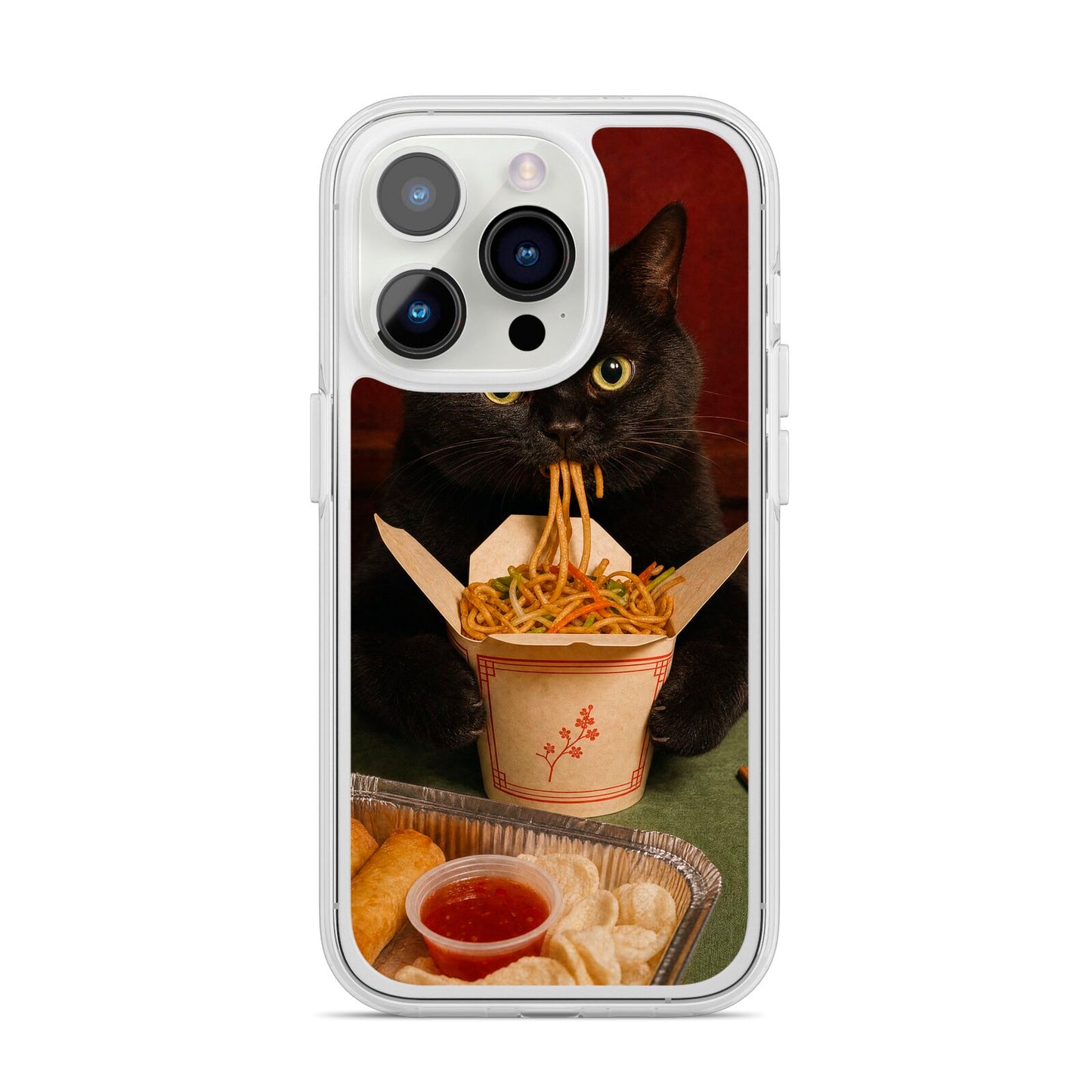 Midnight Chow Mein iPhone 14 Pro Clear Tough Case Silver