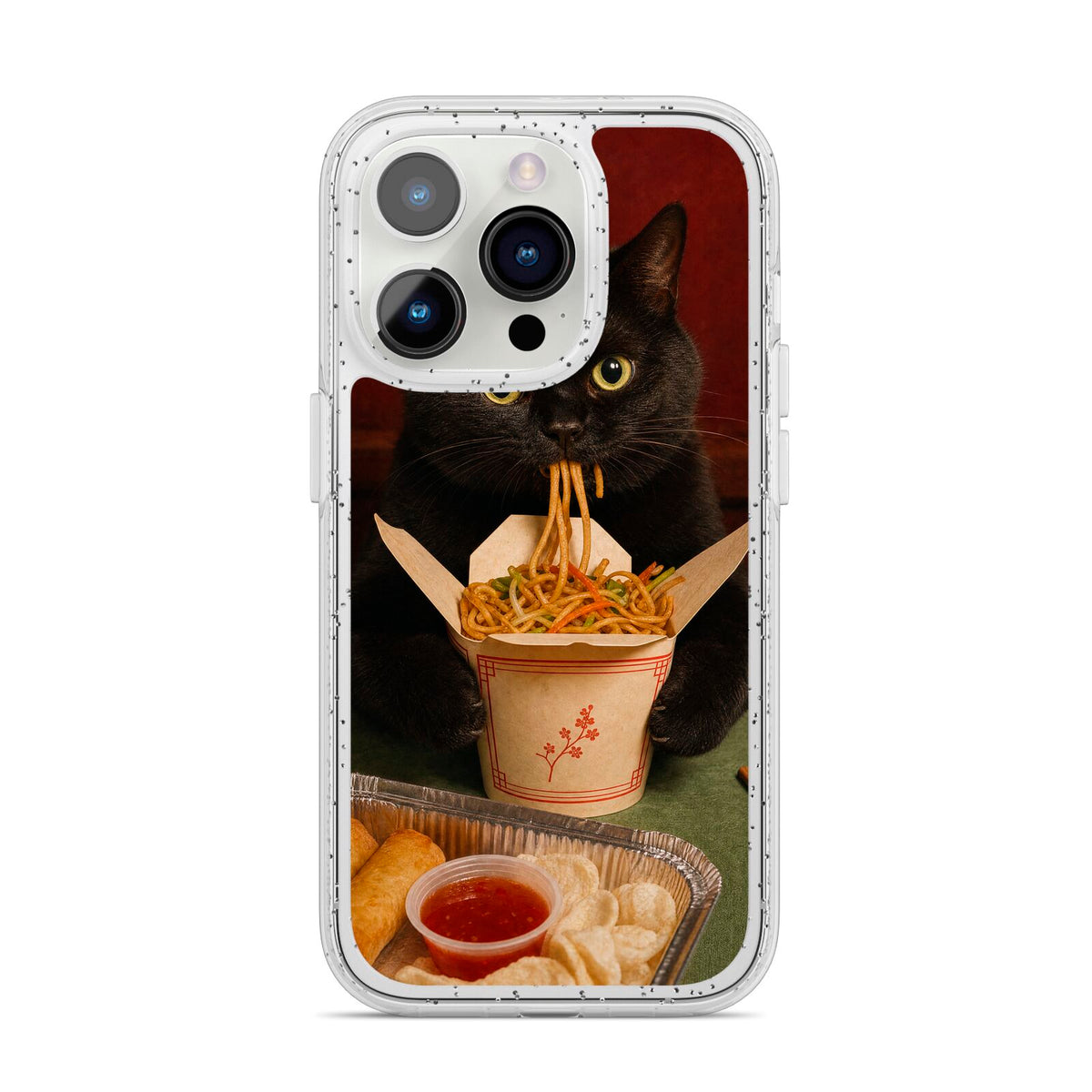 Midnight Chow Mein iPhone 14 Pro Glitter Tough Case Silver