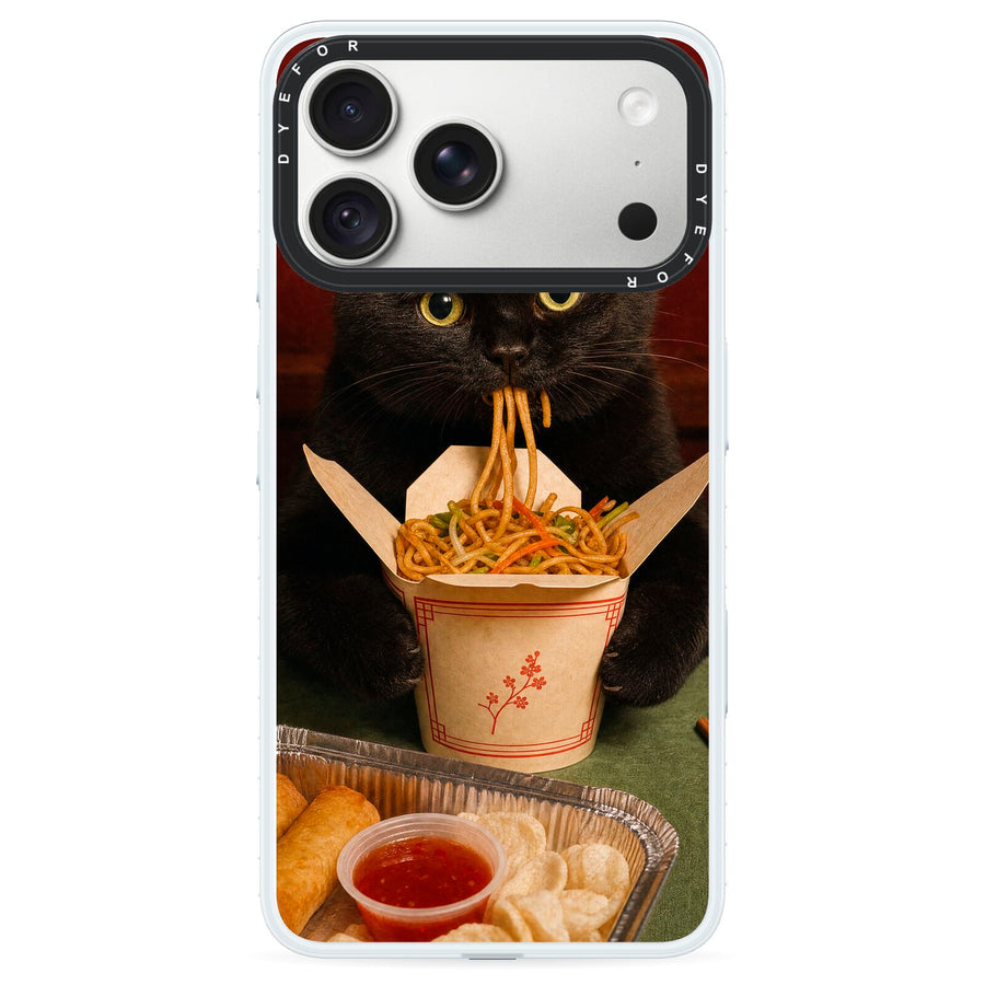 Midnight Chow Mein iPhone 18 Pro Max Black Impact Pre order Case on Silver phone