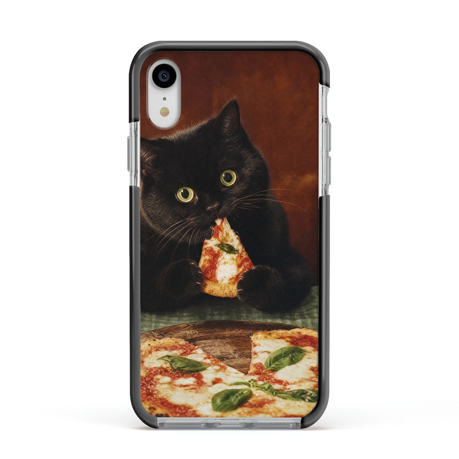Midnight Margherita Apple iPhone XR Impact Case Black Edge on Silver Phone