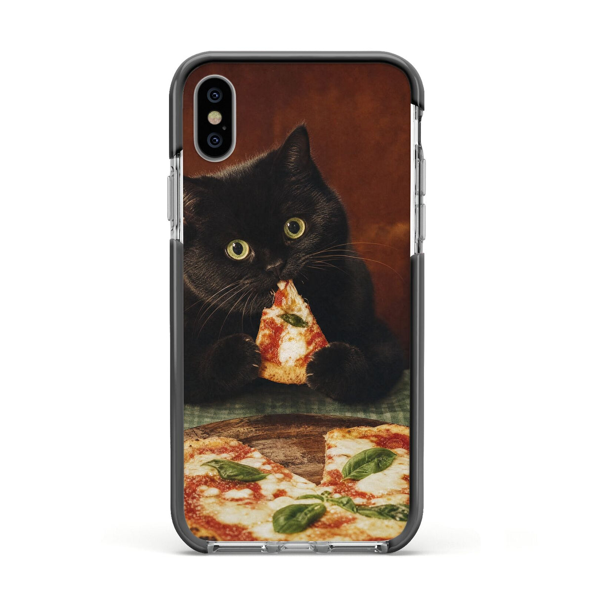 Midnight Margherita Apple iPhone Xs Impact Case Black Edge on Silver Phone