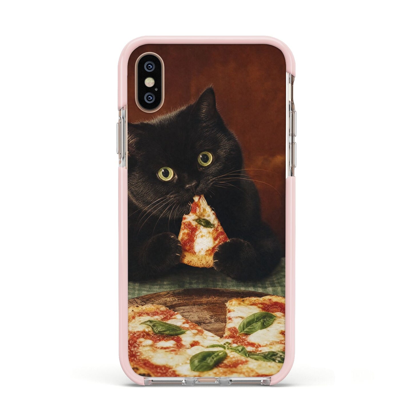 Midnight Margherita Apple iPhone Xs Impact Case Pink Edge on Gold Phone