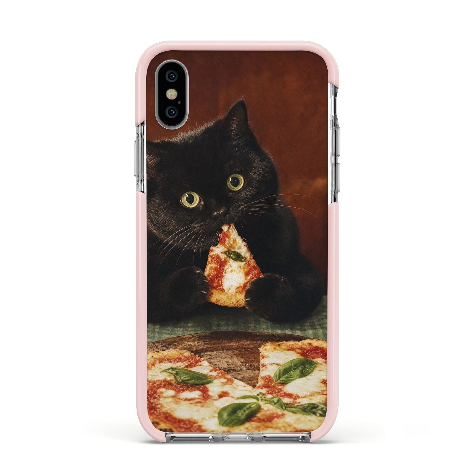 Midnight Margherita Apple iPhone Xs Impact Case Pink Edge on Silver Phone