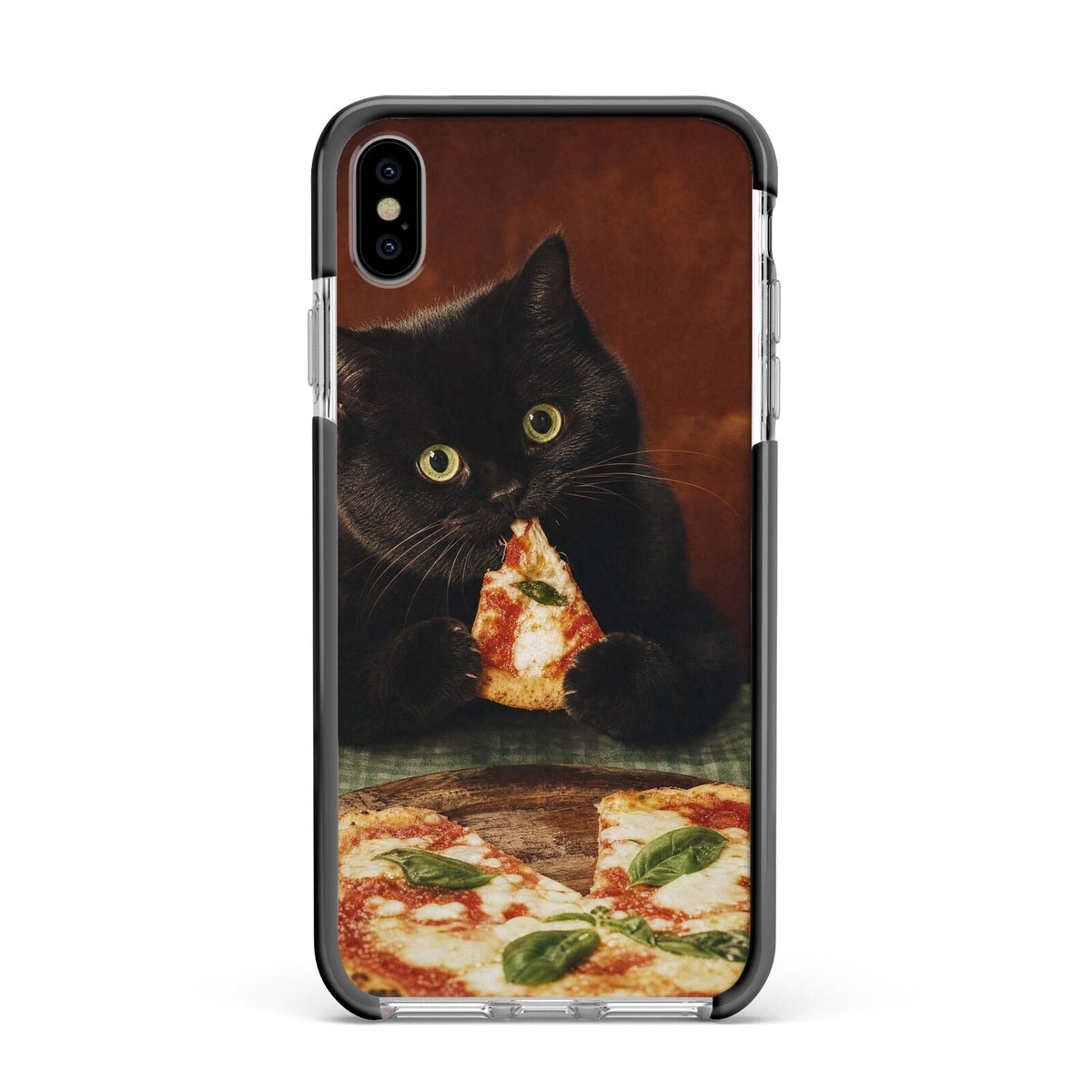 Midnight Margherita Apple iPhone Xs Max Impact Case Black Edge on Silver Phone