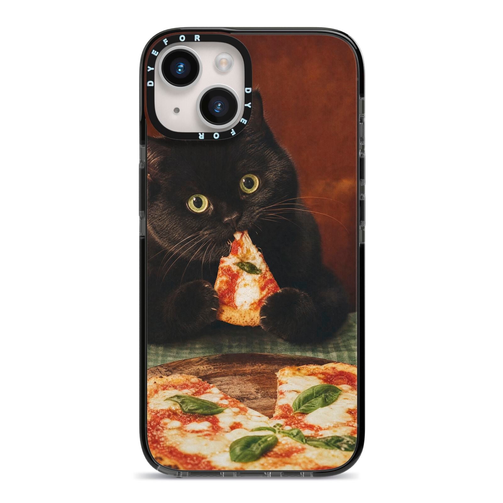 Midnight Margherita iPhone 14 Black Impact Case on Silver phone