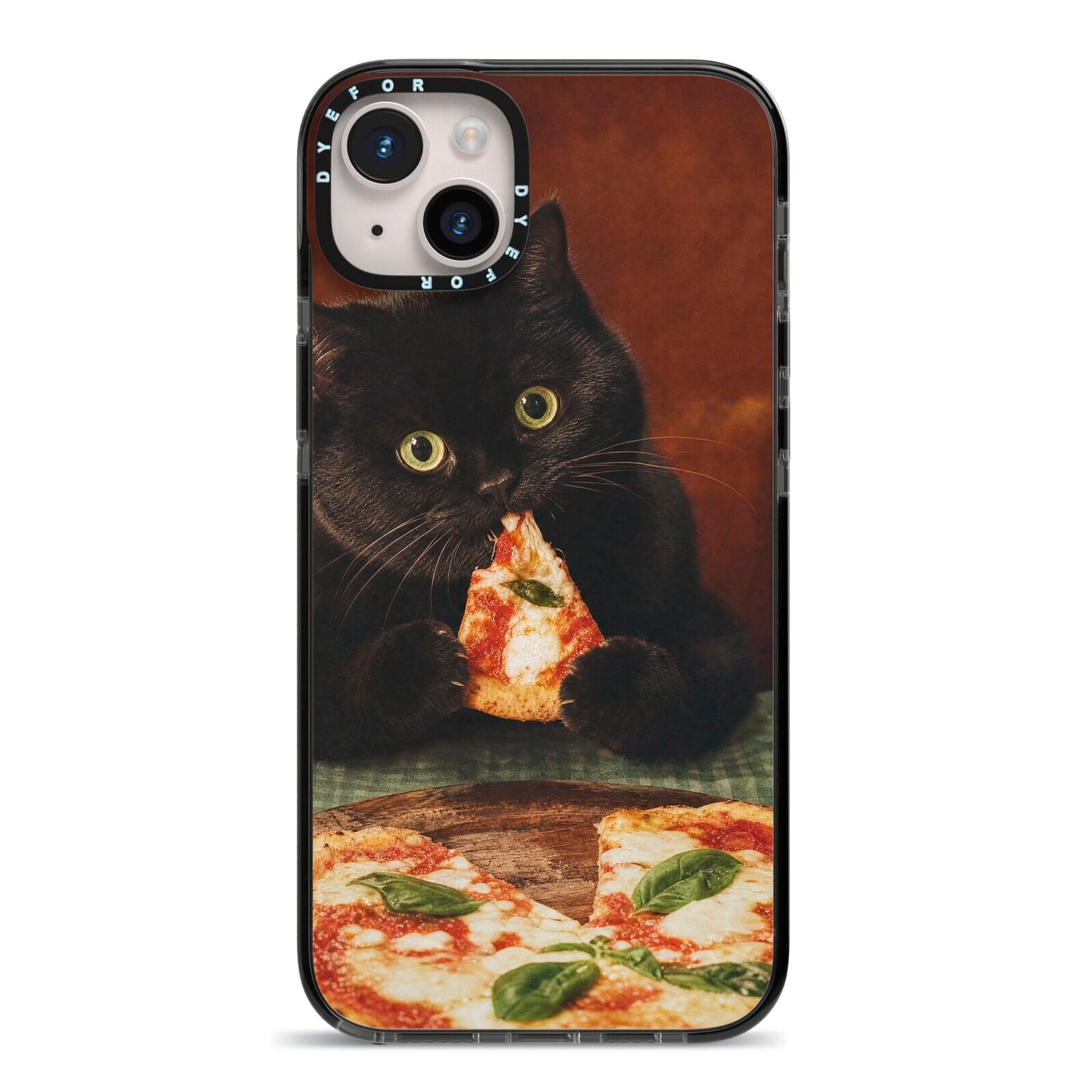 Midnight Margherita iPhone 14 Plus Black Impact Case on Silver phone