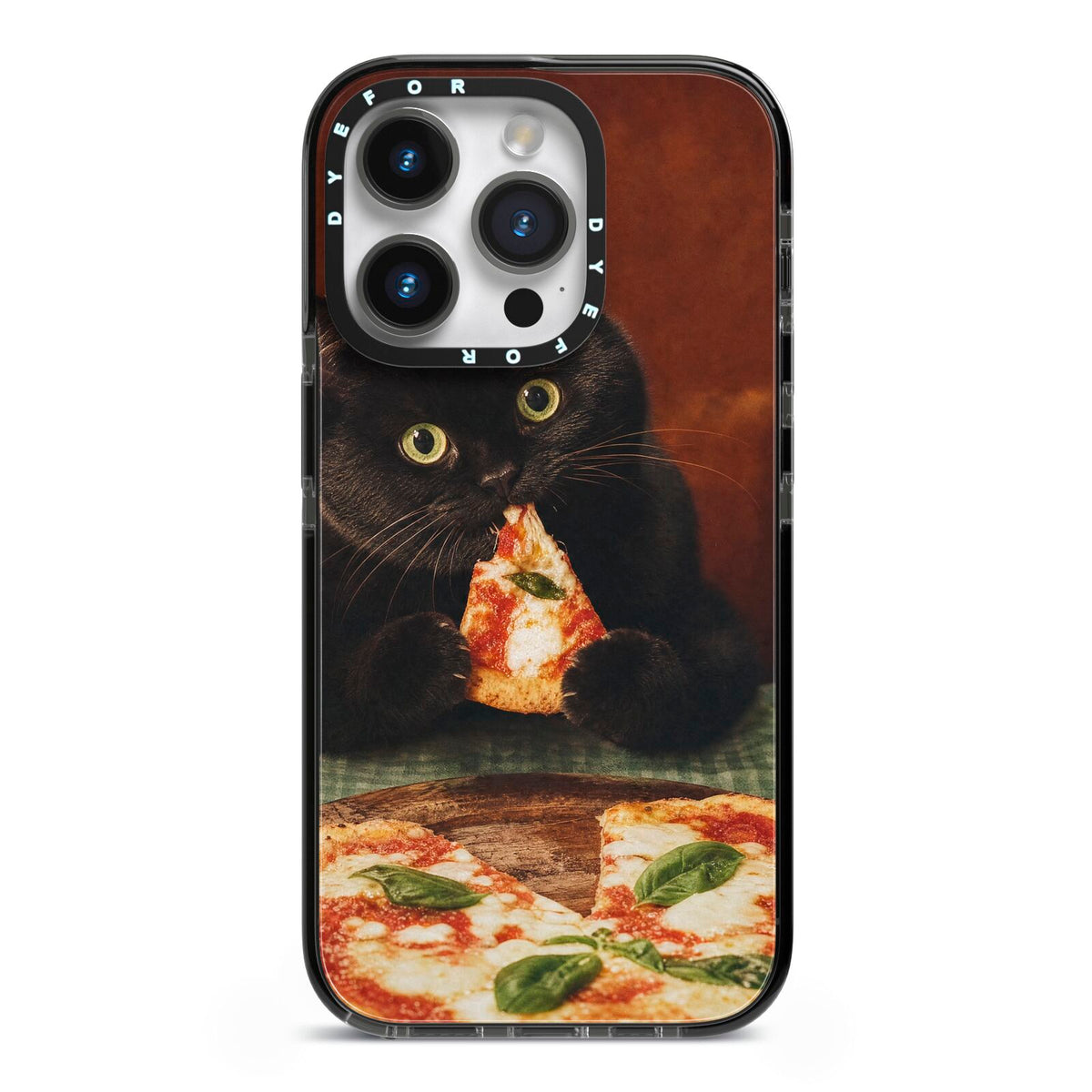Midnight Margherita iPhone 14 Pro Black Impact Case on Silver phone