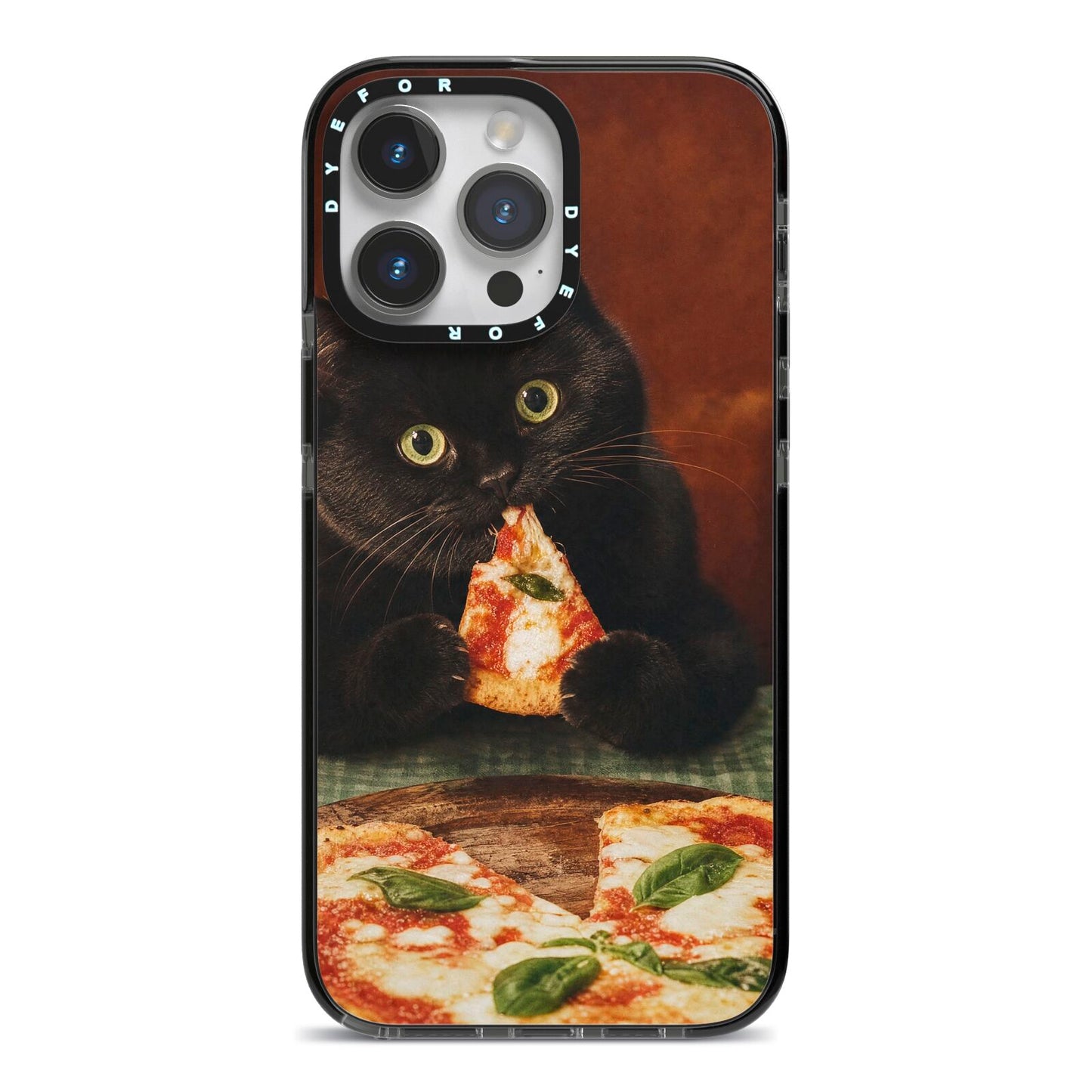 Midnight Margherita iPhone 14 Pro Max Black Impact Case on Silver phone