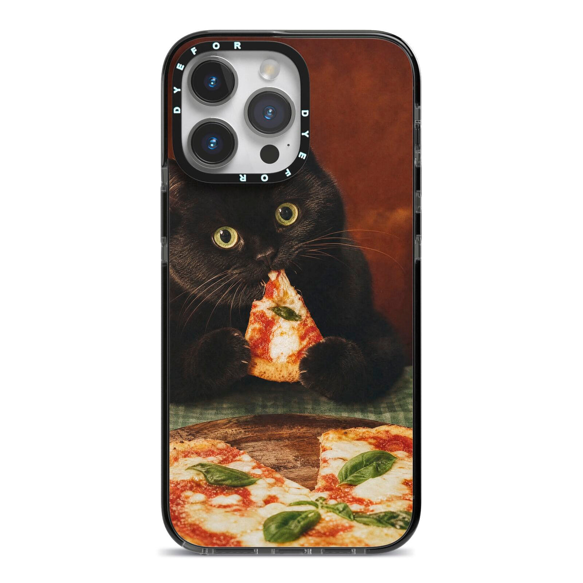 Midnight Margherita iPhone 14 Pro Max Black Impact Case on Silver phone