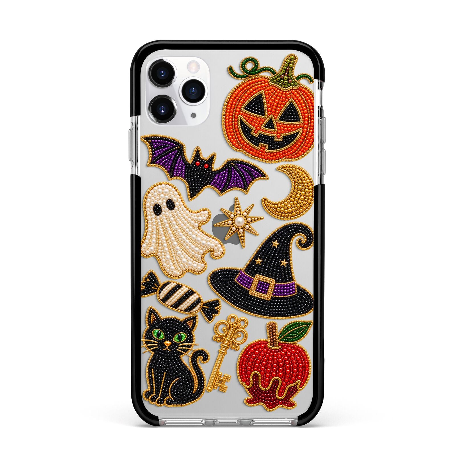 Midnight Mischief Charms Apple iPhone 11 Pro Max in Silver with Black Impact Case