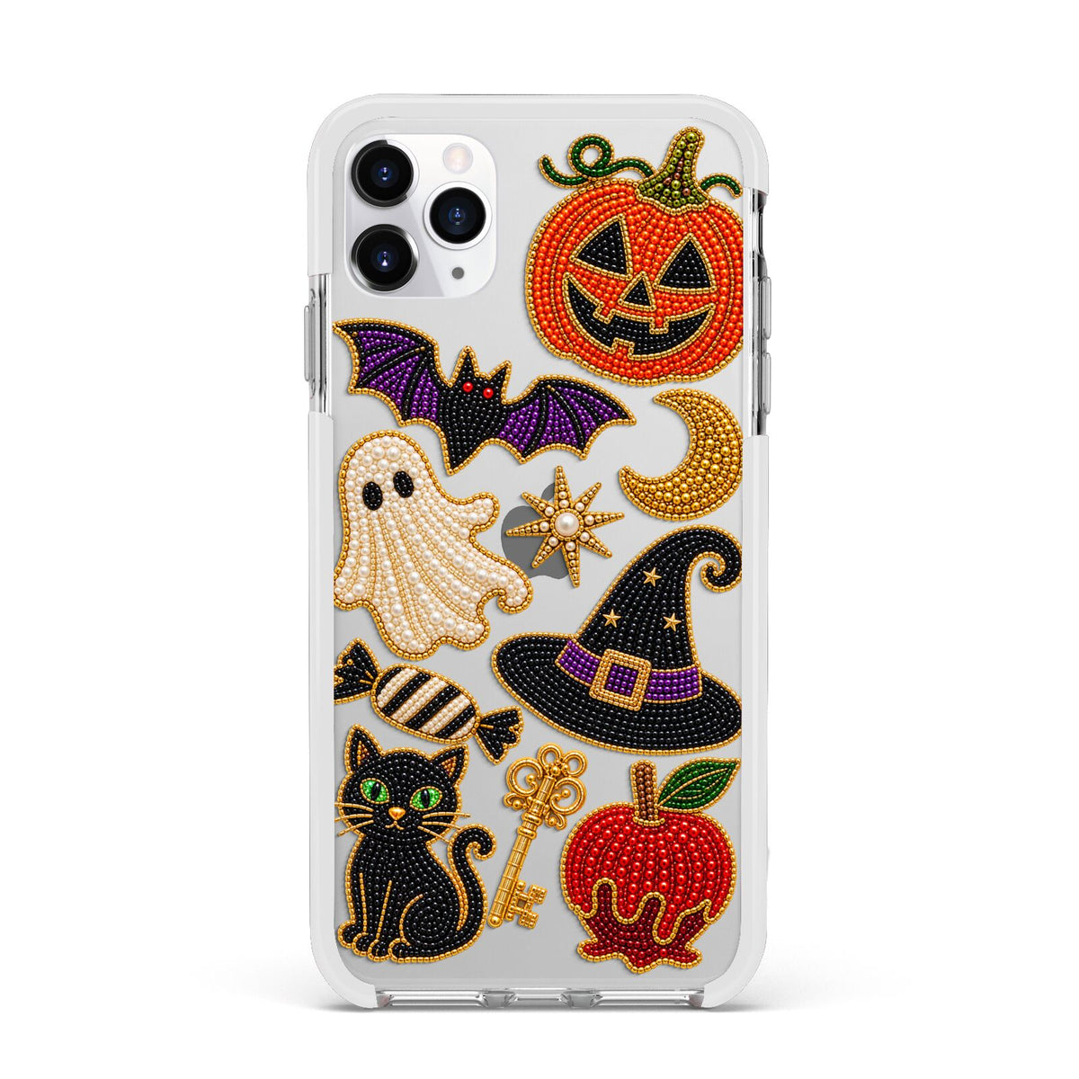 Midnight Mischief Charms Apple iPhone 11 Pro Max in Silver with White Impact Case