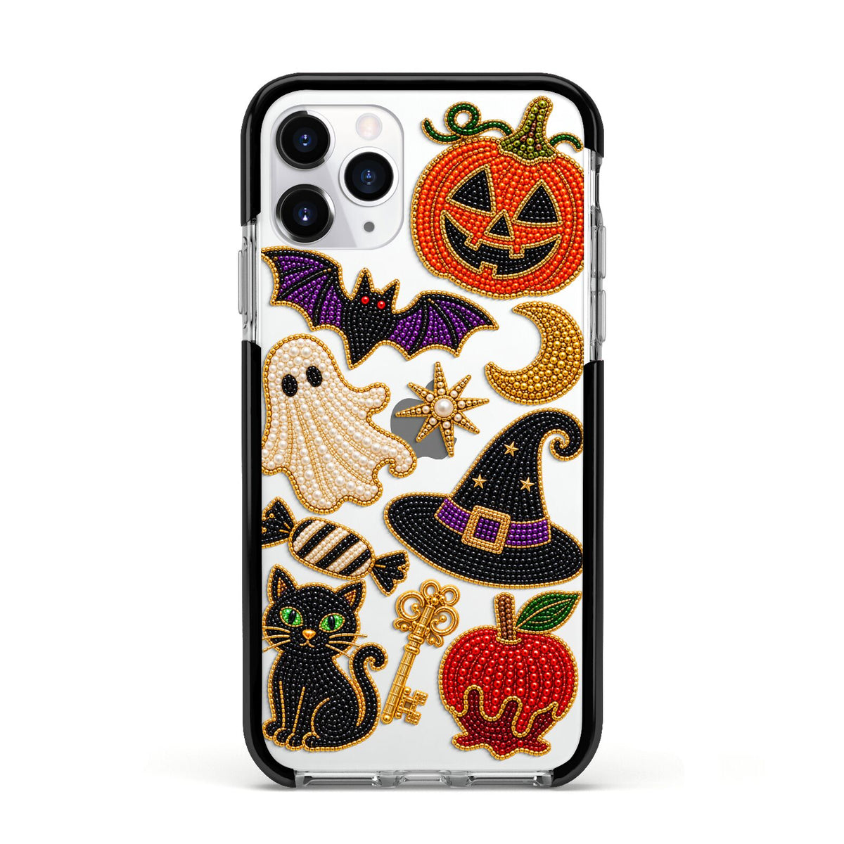 Midnight Mischief Charms Apple iPhone 11 Pro in Silver with Black Impact Case