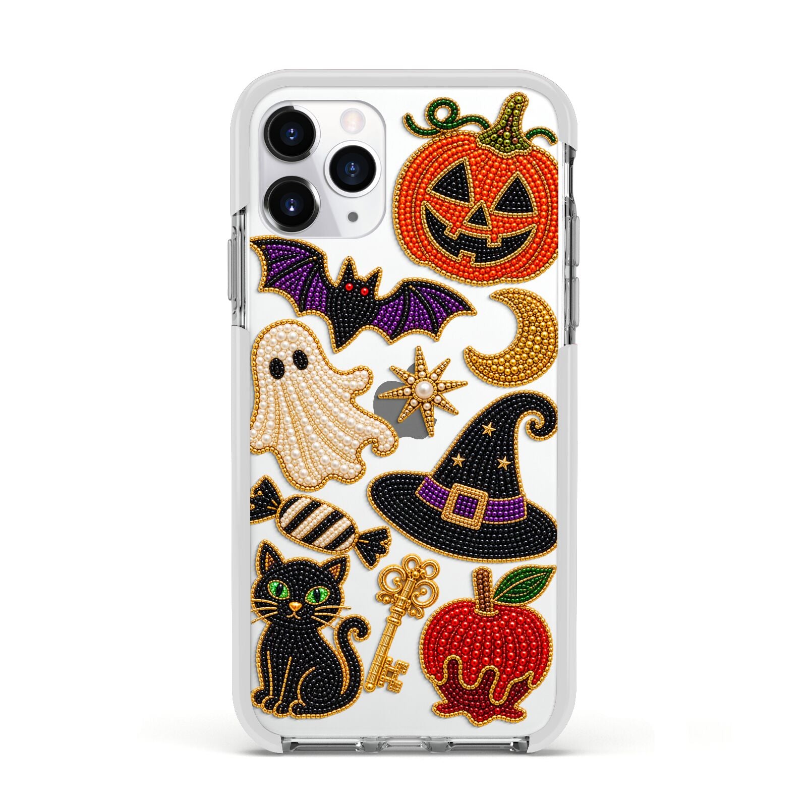 Midnight Mischief Charms Apple iPhone 11 Pro in Silver with White Impact Case