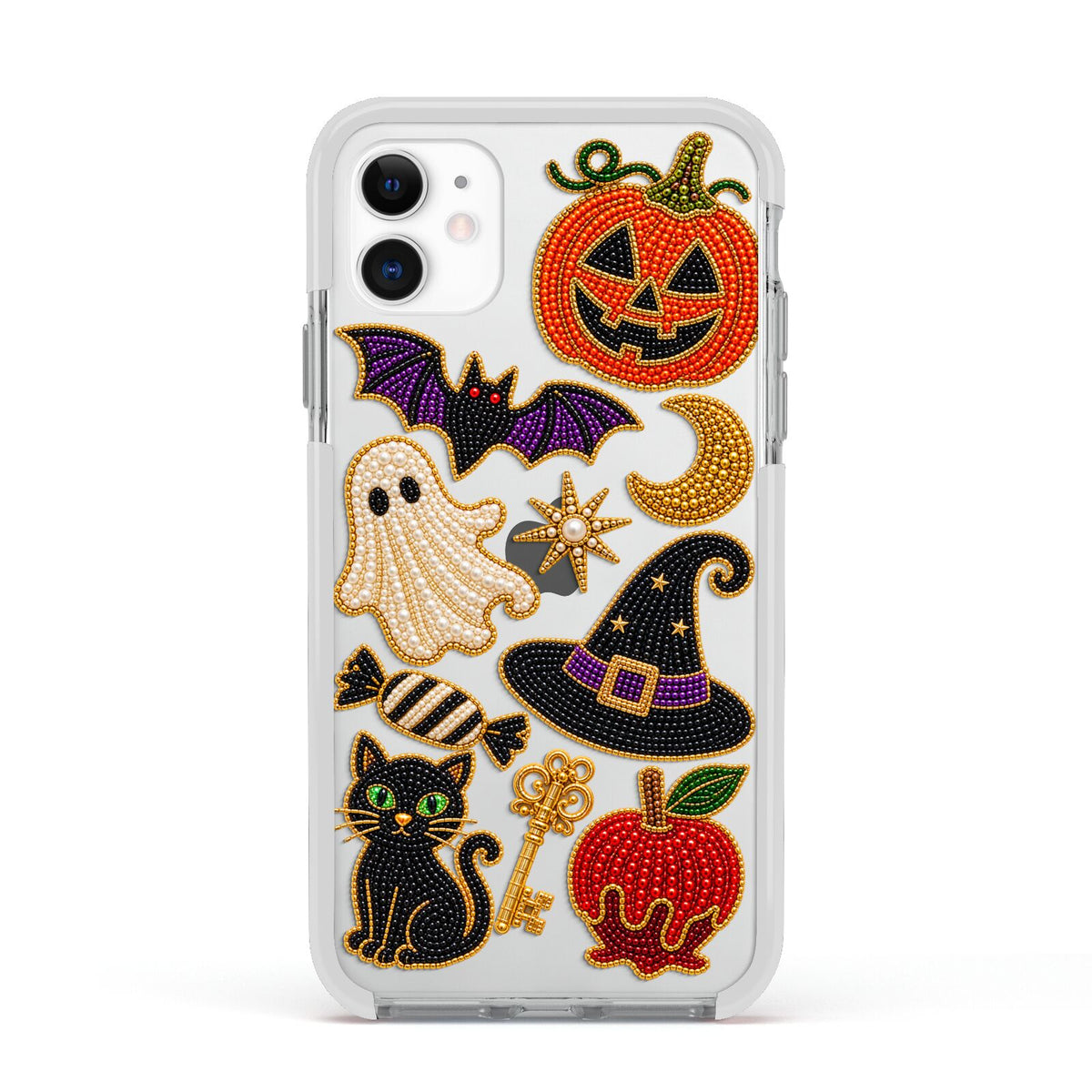 Midnight Mischief Charms Apple iPhone 11 in White with White Impact Case