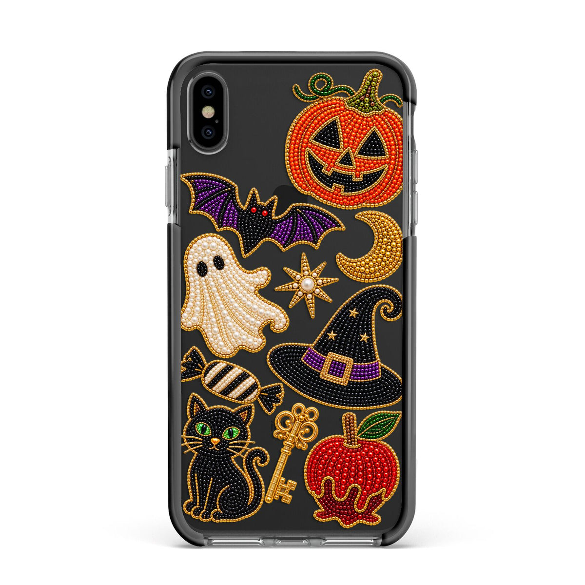 Midnight Mischief Charms Apple iPhone Xs Max Impact Case Black Edge on Black Phone