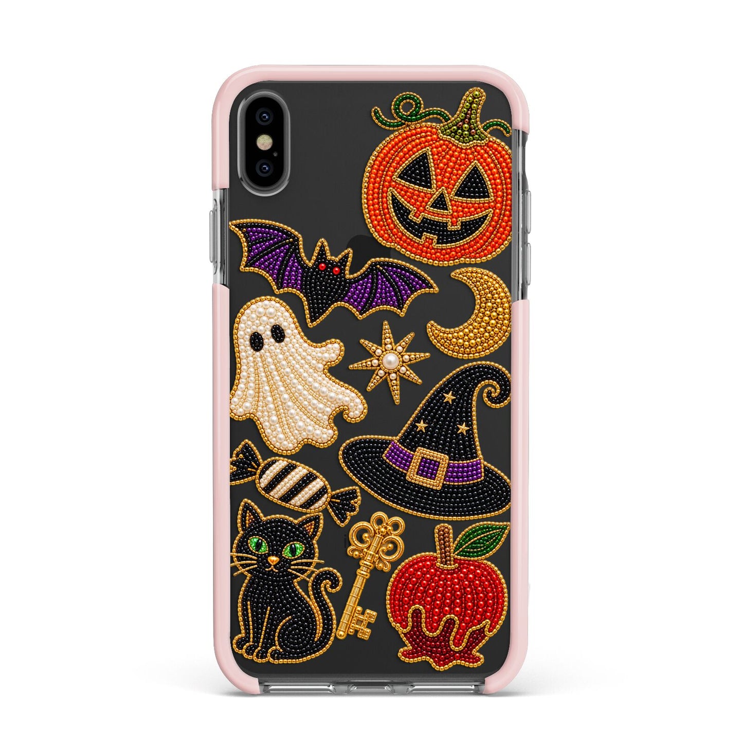 Midnight Mischief Charms Apple iPhone Xs Max Impact Case Pink Edge on Black Phone