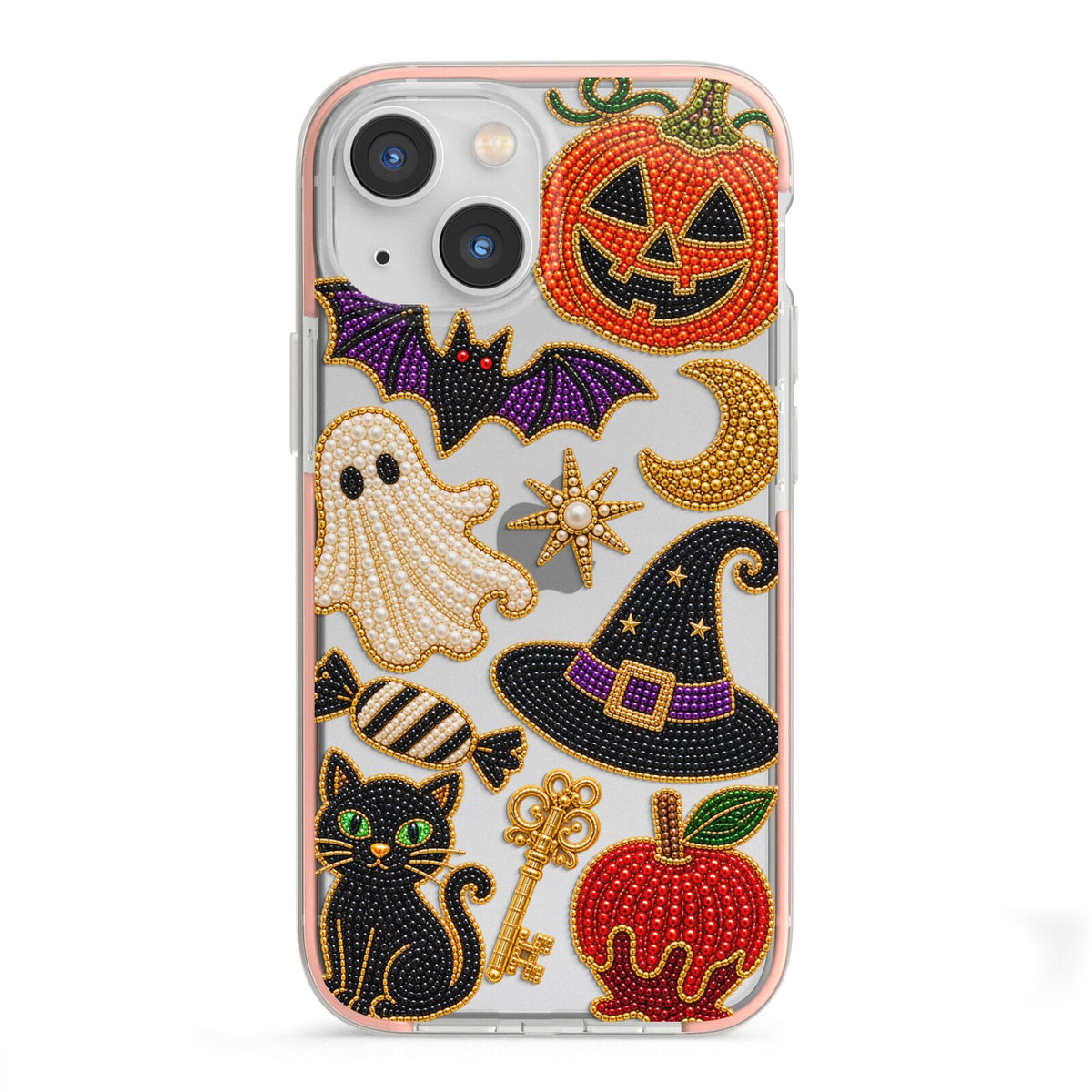 Midnight Mischief Charms iPhone 13 Mini TPU Impact Case with Pink Edges
