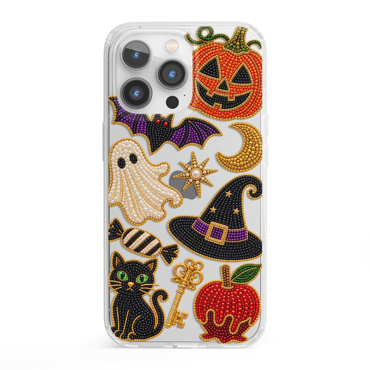 Midnight Mischief Charms iPhone 13 Pro Clear Bumper Case