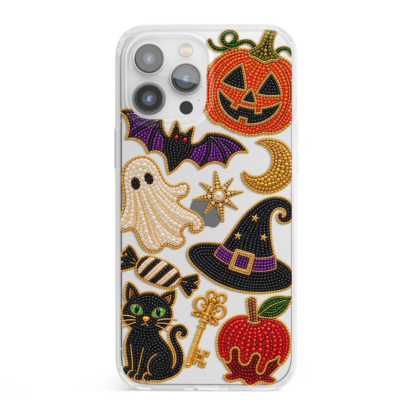 Midnight Mischief Charms iPhone 13 Pro Max Clear Bumper Case