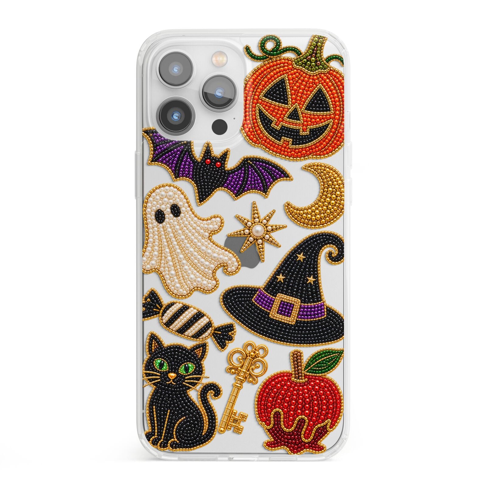 Midnight Mischief Charms iPhone 13 Pro Max Clear Bumper Case