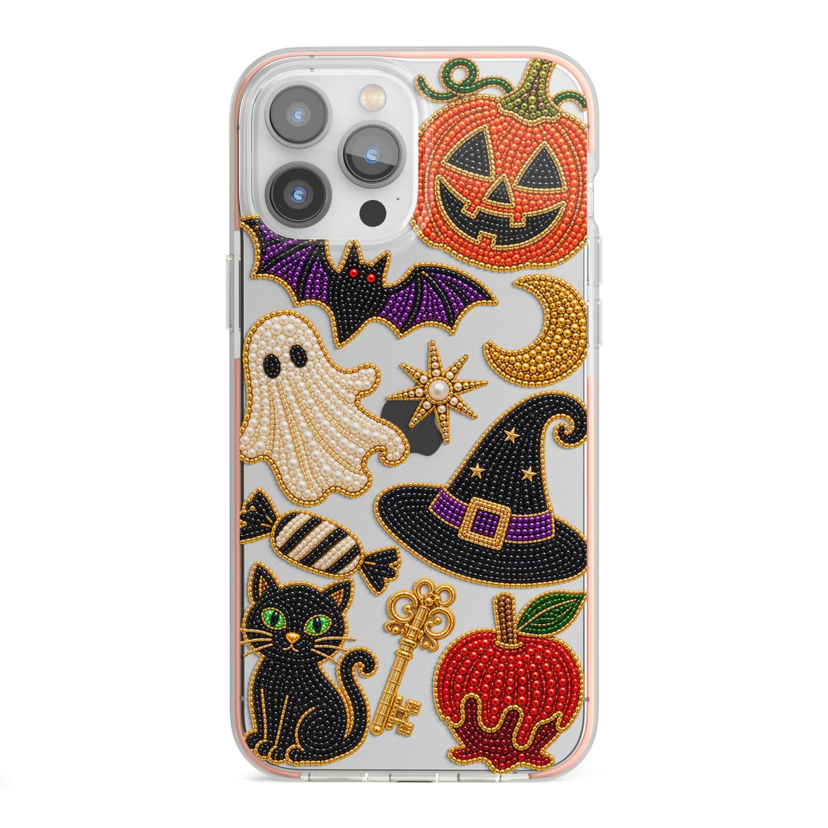 Midnight Mischief Charms iPhone 13 Pro Max TPU Impact Case with Pink Edges