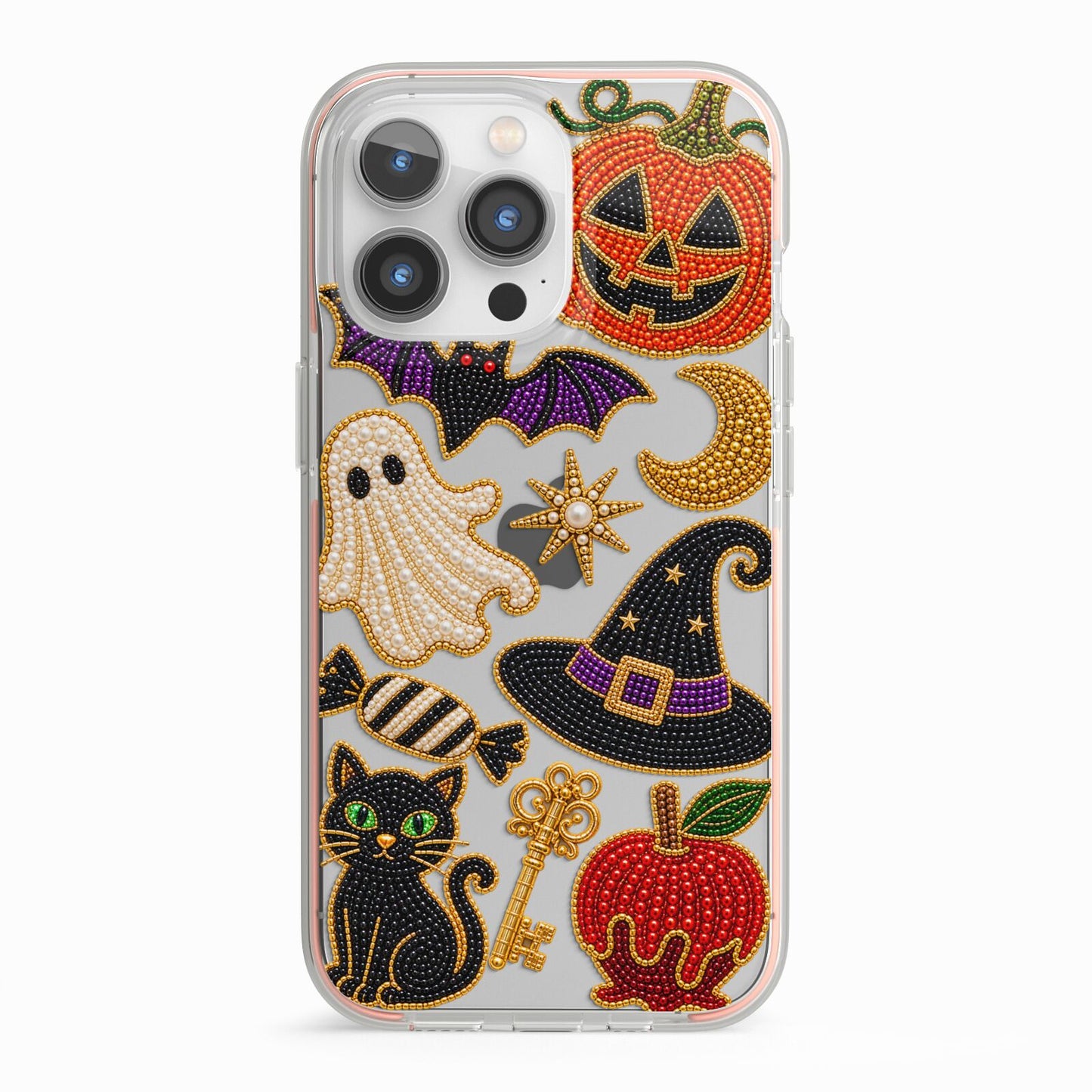 Midnight Mischief Charms iPhone 13 Pro TPU Impact Case with Pink Edges