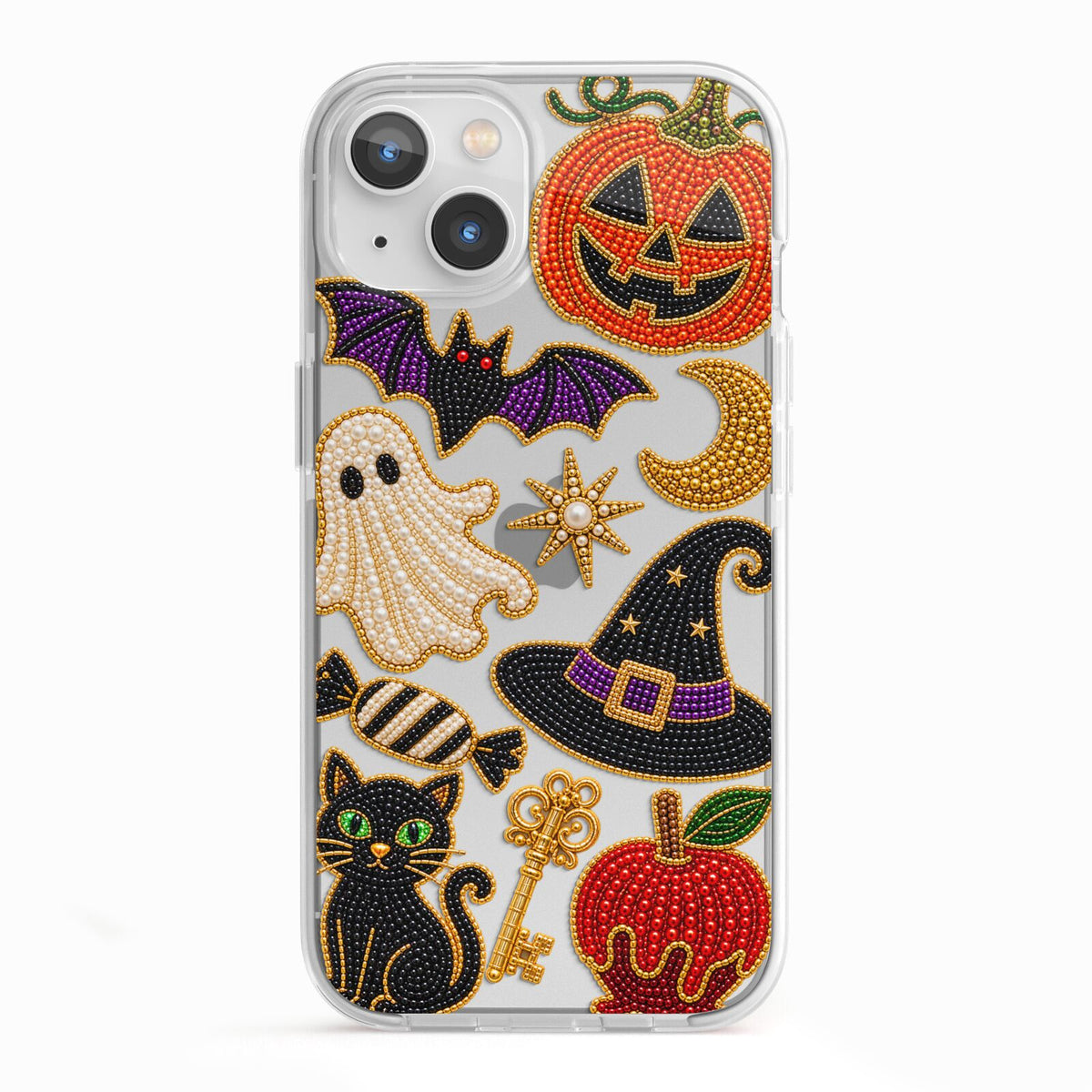 Midnight Mischief Charms iPhone 13 TPU Impact Case with White Edges