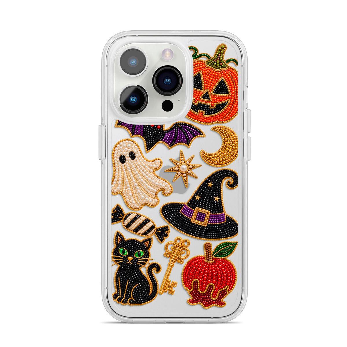 Midnight Mischief Charms iPhone 14 Pro Clear Tough Case Silver