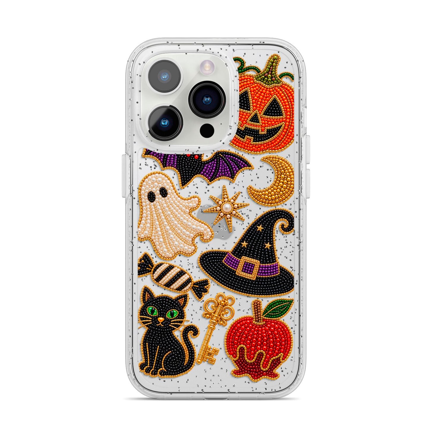 Midnight Mischief Charms iPhone 14 Pro Glitter Tough Case Silver